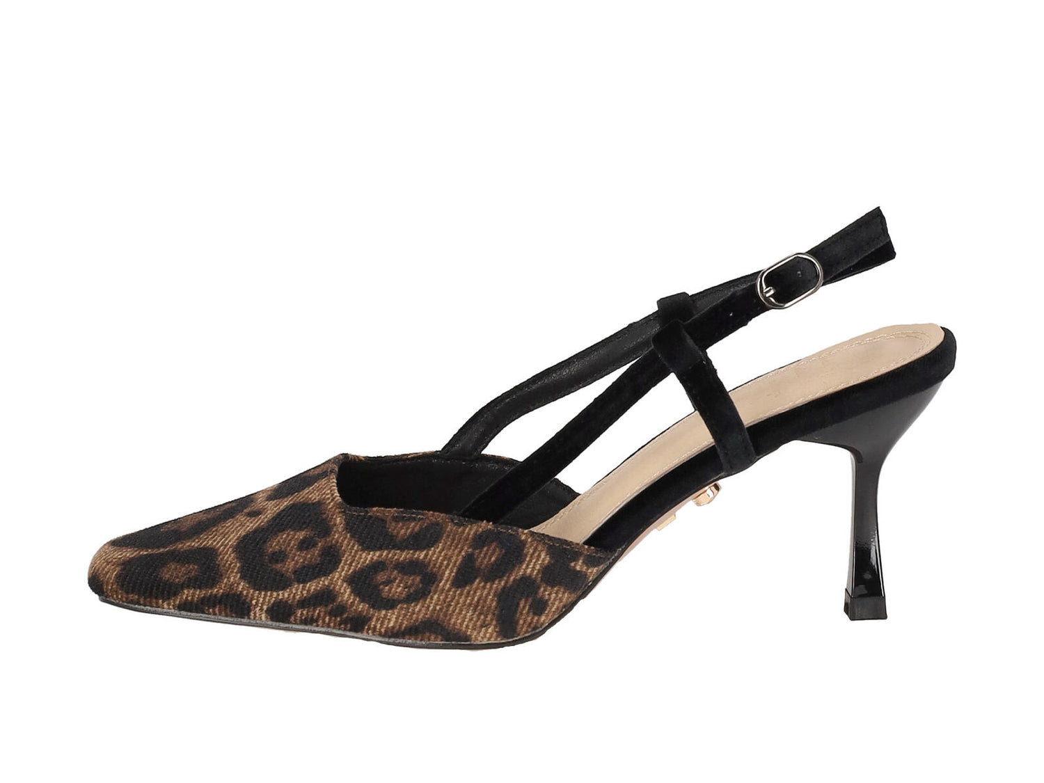 Chanel in tessuto animalier con cinturino in velluto , tacco altezza 5 cm.
