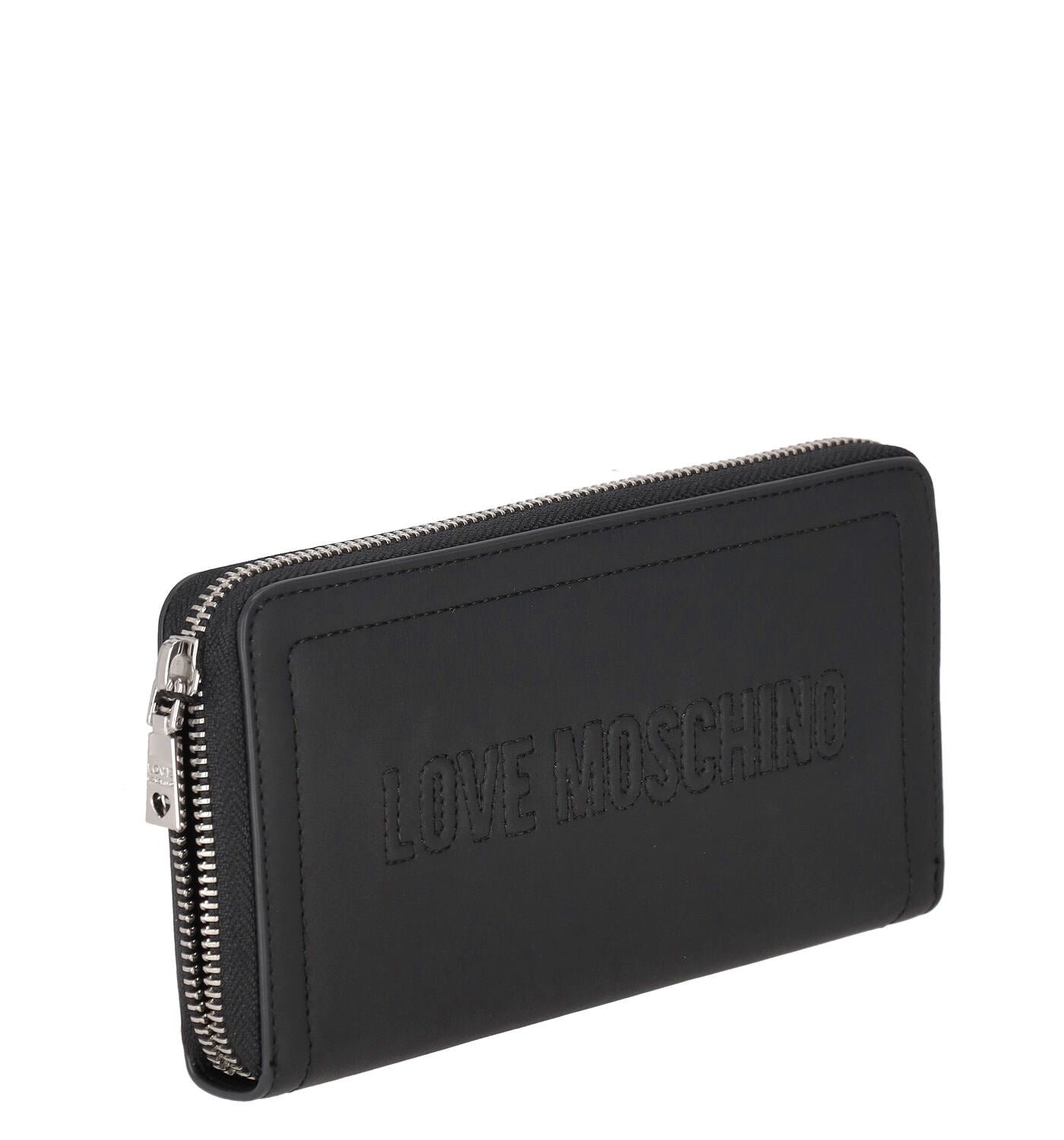 Portafoglio grande zip around logo impunturato