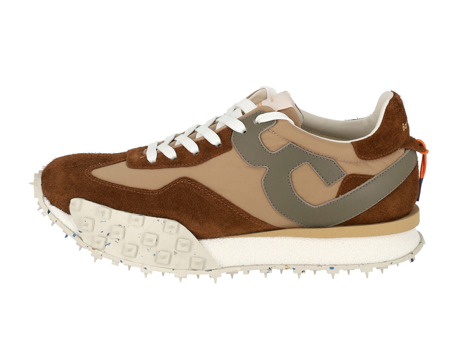 Sneakers in tessuto e camoscio con fondo in gomma
