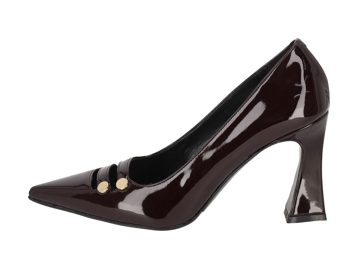 Decollètè in pelle di vernice tacco largo altezza 9 cm.