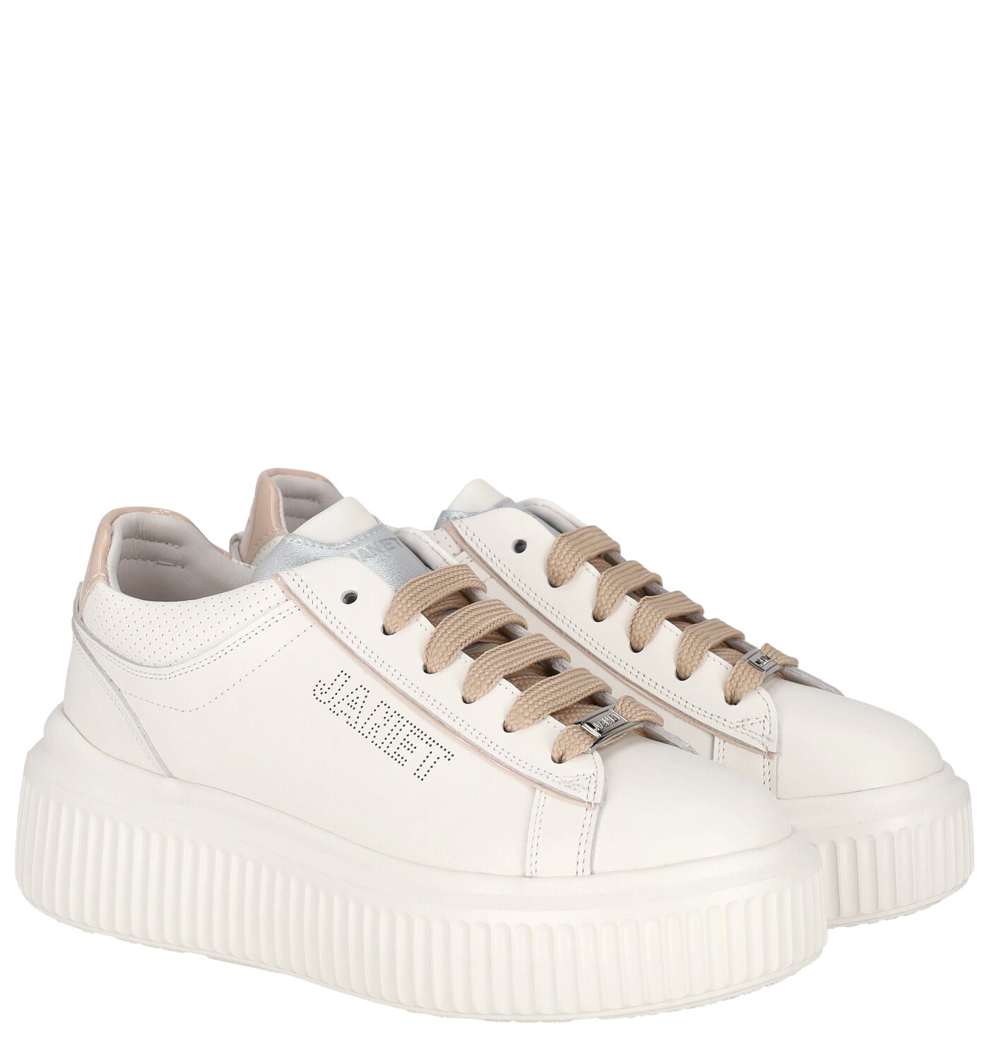 Sneakers fondo rigato riporto rosa