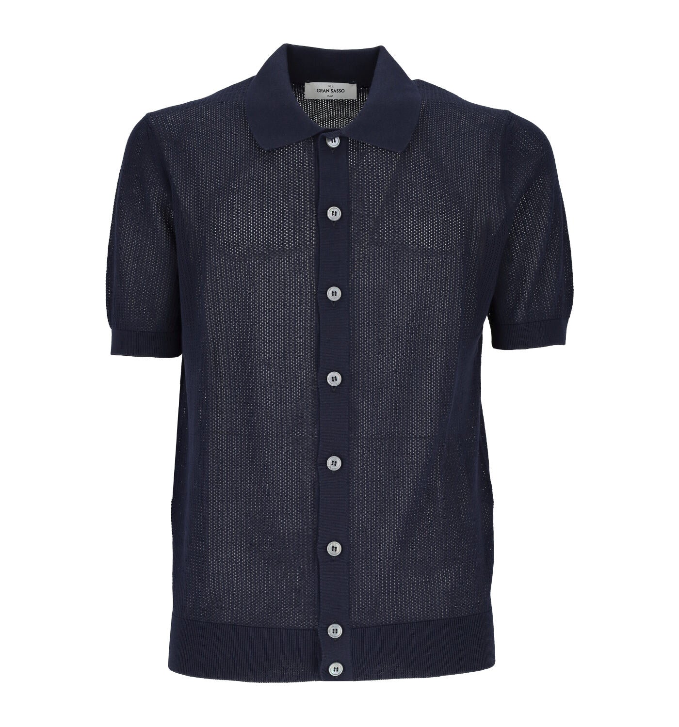 Polo camicia mezza manica in cotone operato