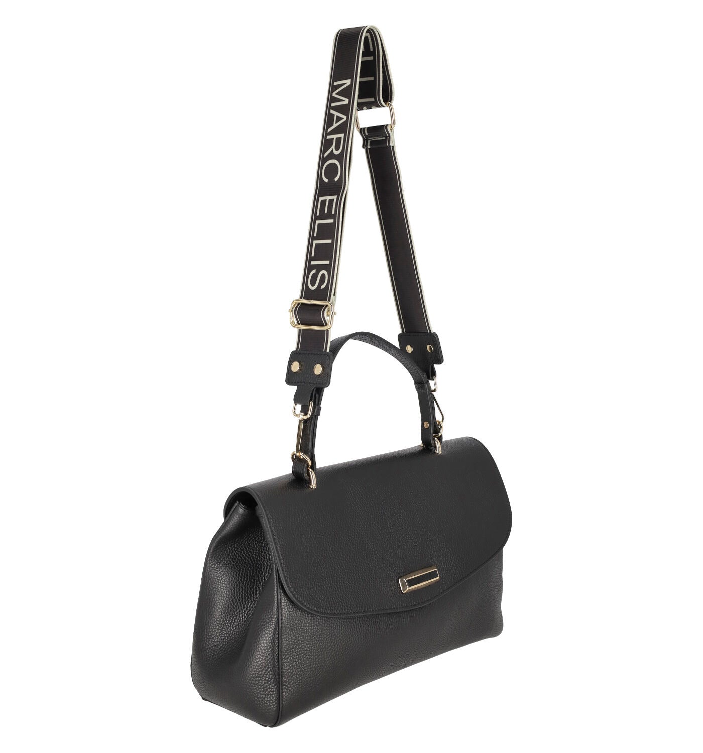 Borsa bauletto con chiusura a patta e tracolla regolabile