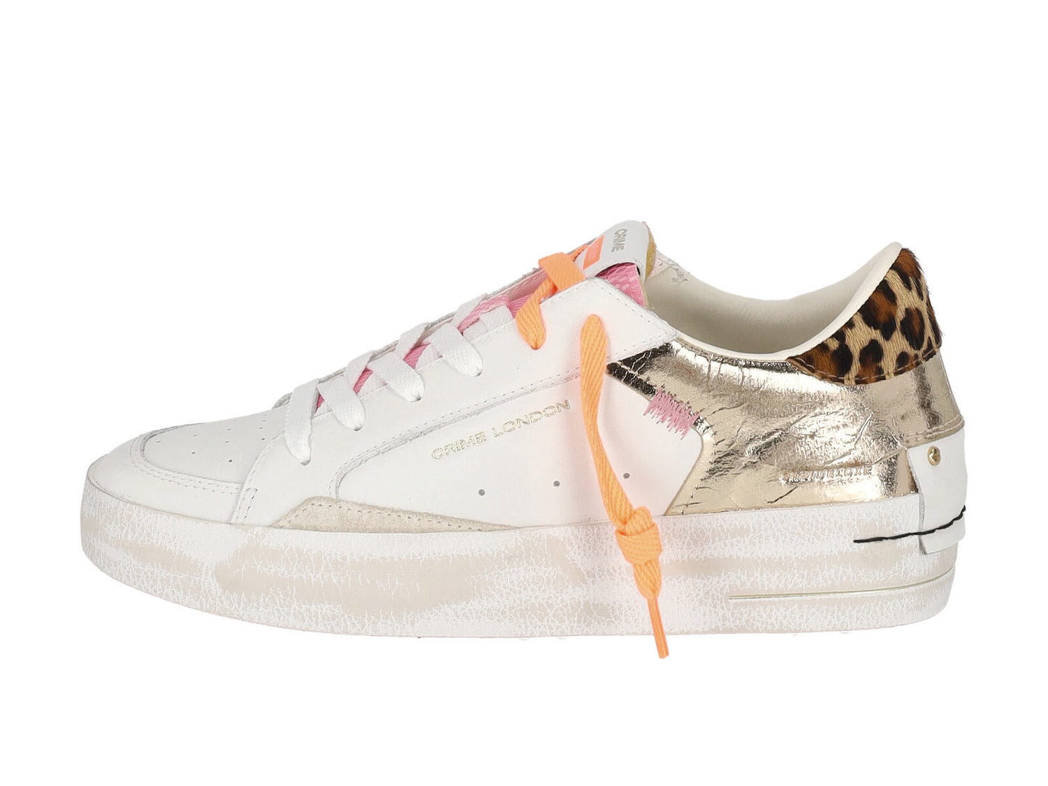 Sneakers in pelle con riporti leopardati
