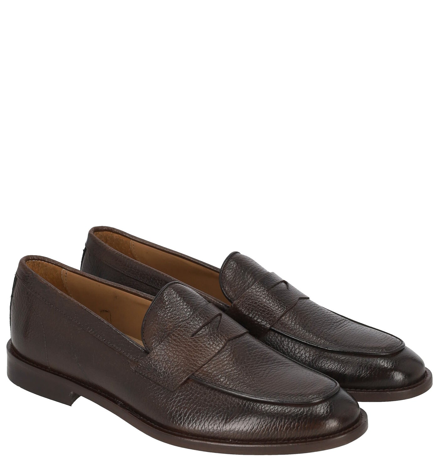 Mocassino in pelle bottalato con bendina fondo cuoio