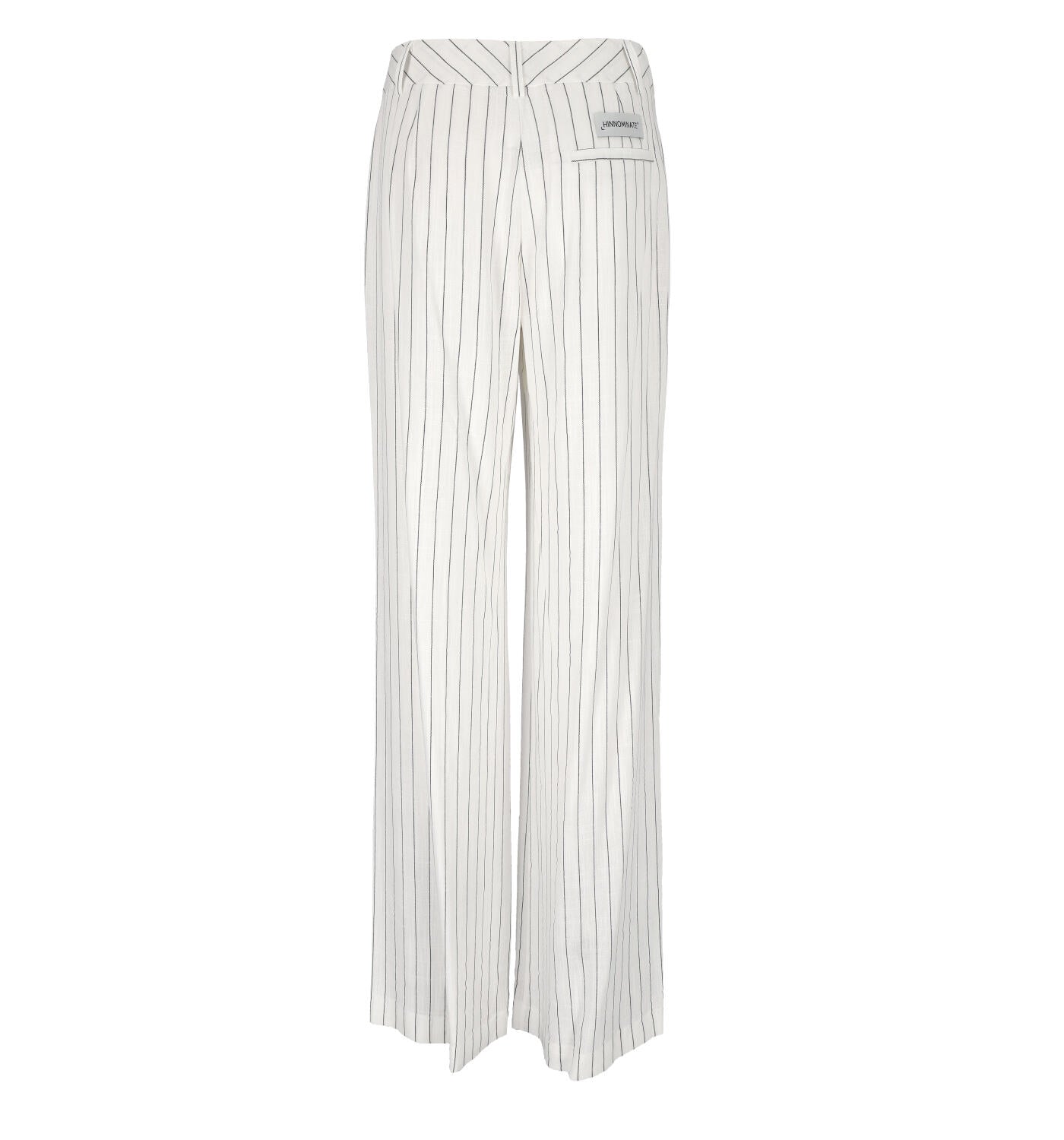 Pantalone a palazzo gessato in lino con pences