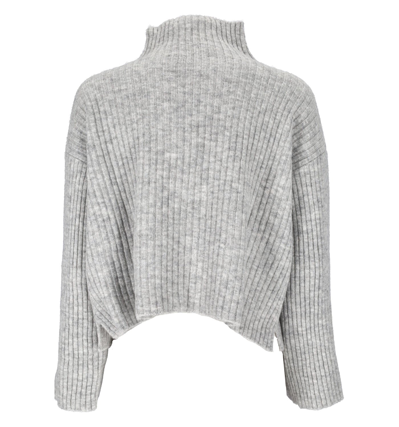 Maglione corto con costine e collo alto