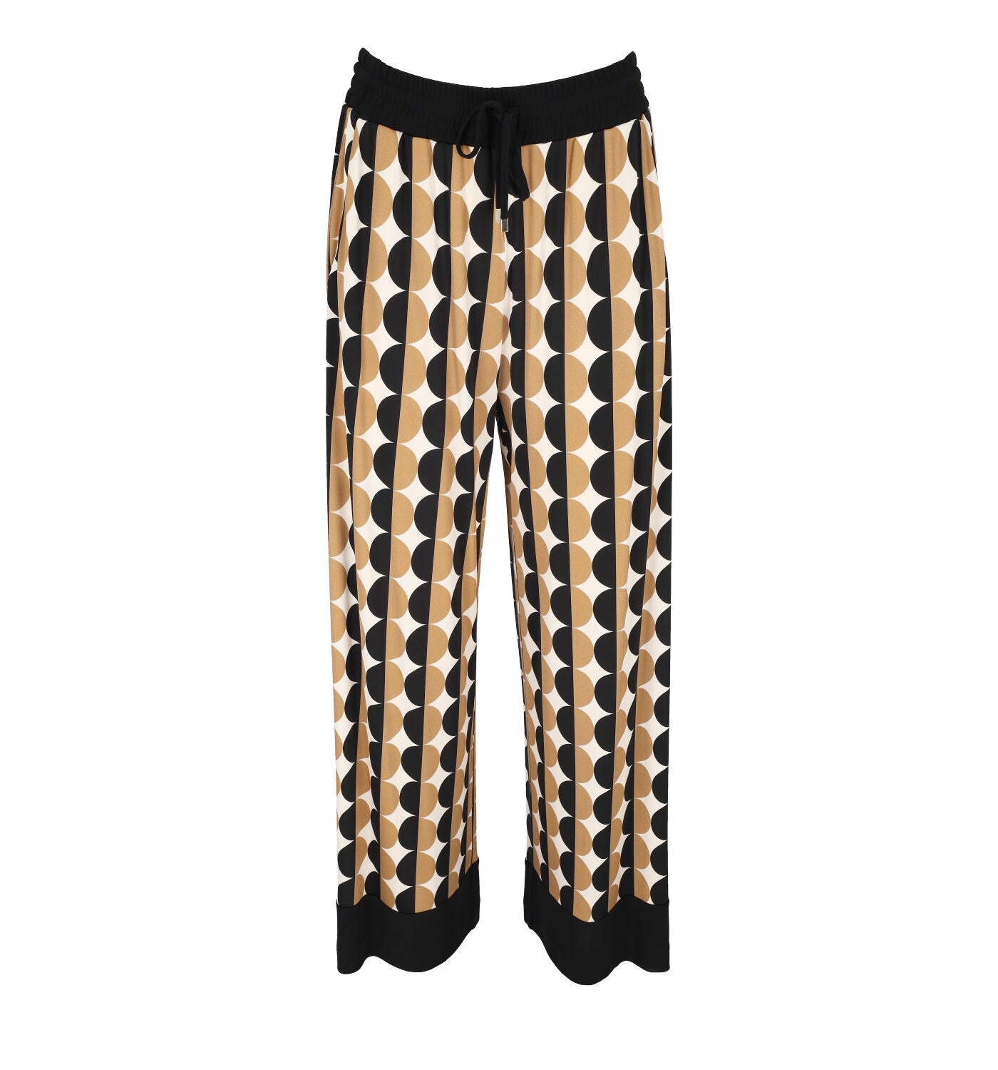 Pantalone a palazzo in jersey con coulisse in vita fantasia cerchi