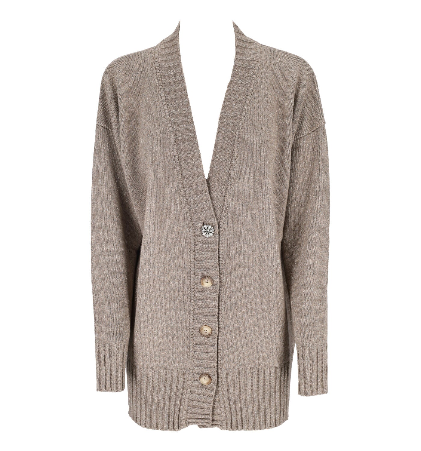 Cardigan in tessuto lurex con bottoni gioiello