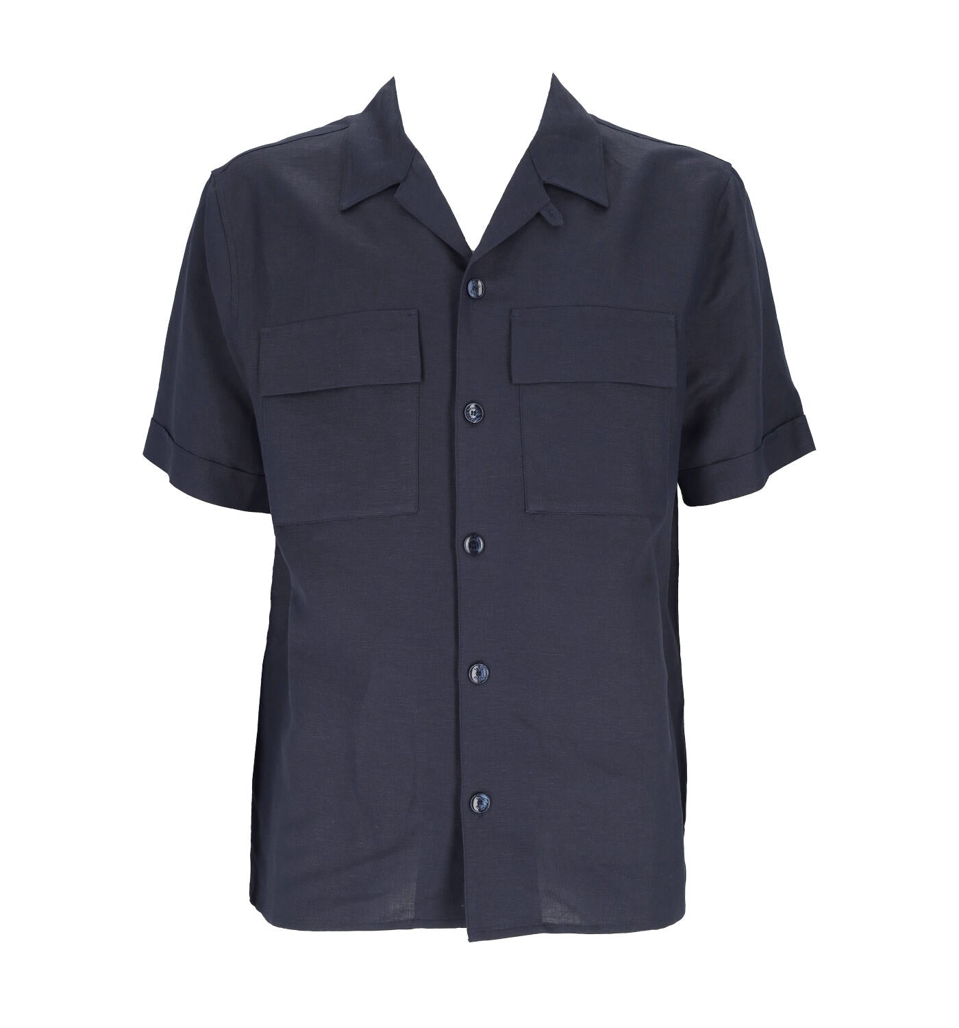 Camicia overshirt mezza manica in misto lino