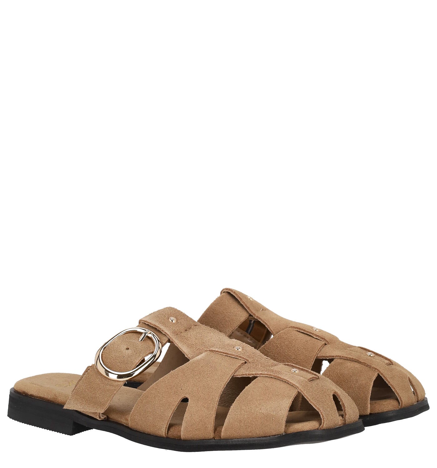 Sabot in camoscio punta quadrata con fibbia
