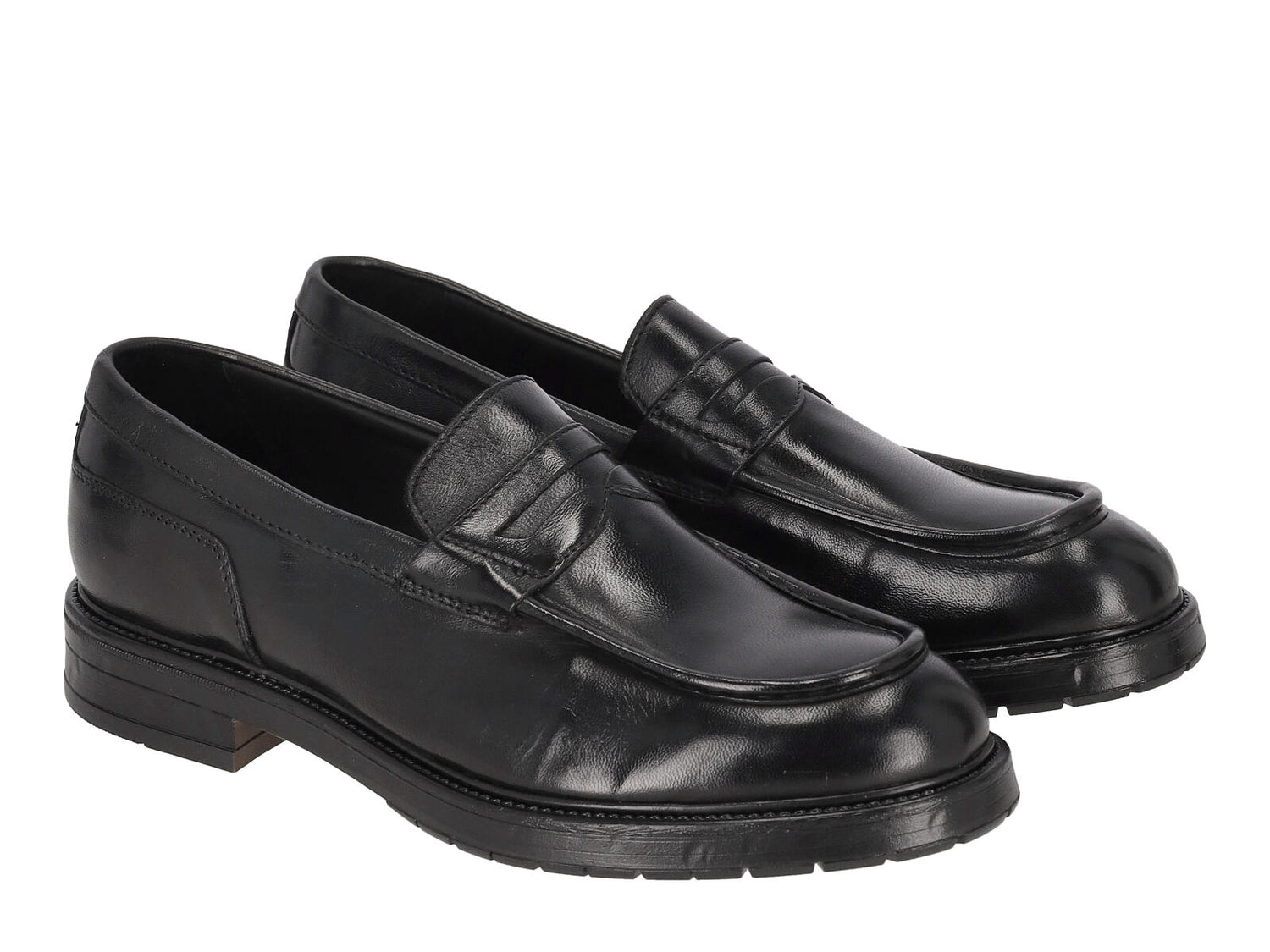 Mocassino in pelle con suola in gomma