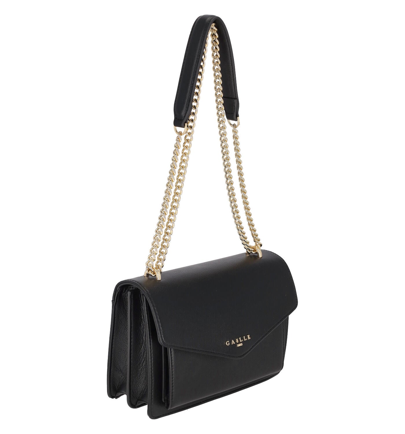 Borsa tracolla media con doppia catena regolabile , chiusura con bottone