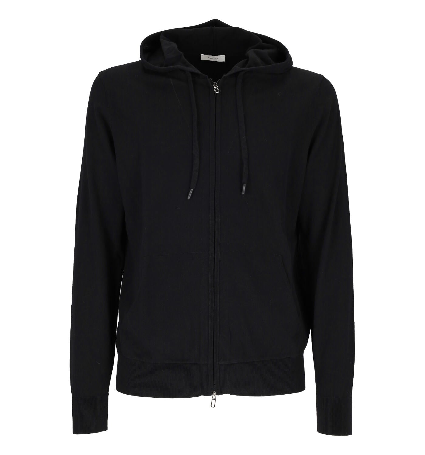 Maglia full zip in cotone con cappuccio