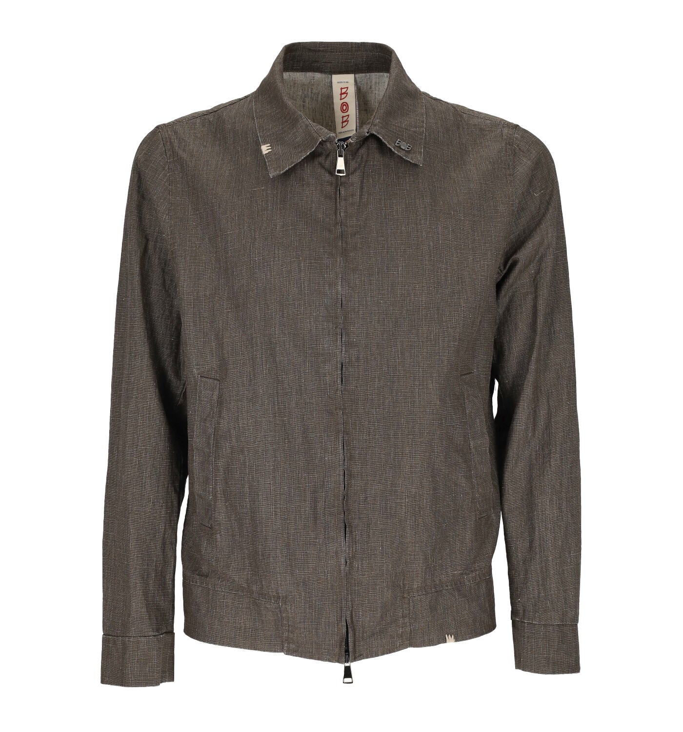 Giubbino con zip in misto lino