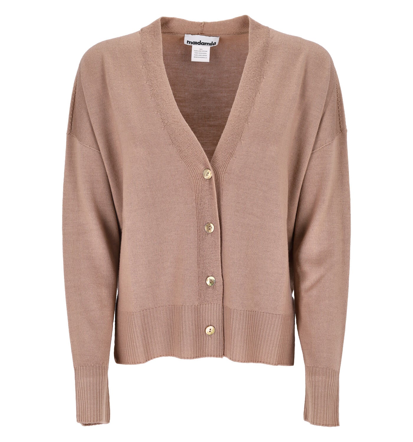 Cardigan over in lana con spacchi ai lati