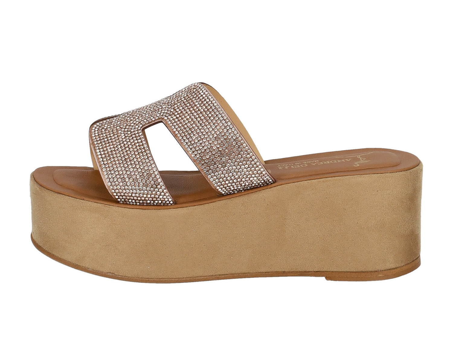 Scalzato con zeppa e strass