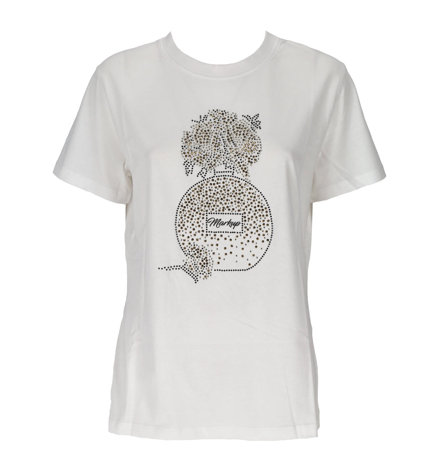 T-shirt mezza manica con disegno strass
