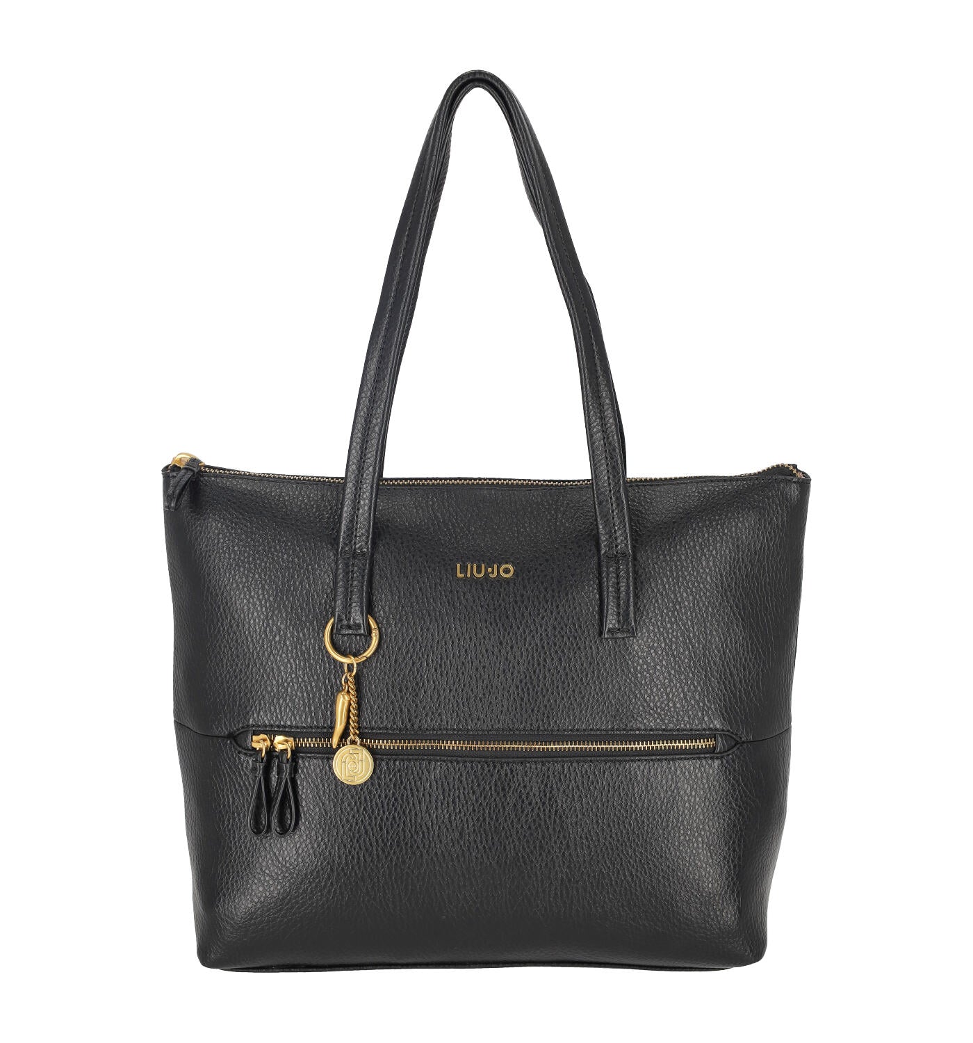 Borsa shopping con tasca frontale manici lunghi