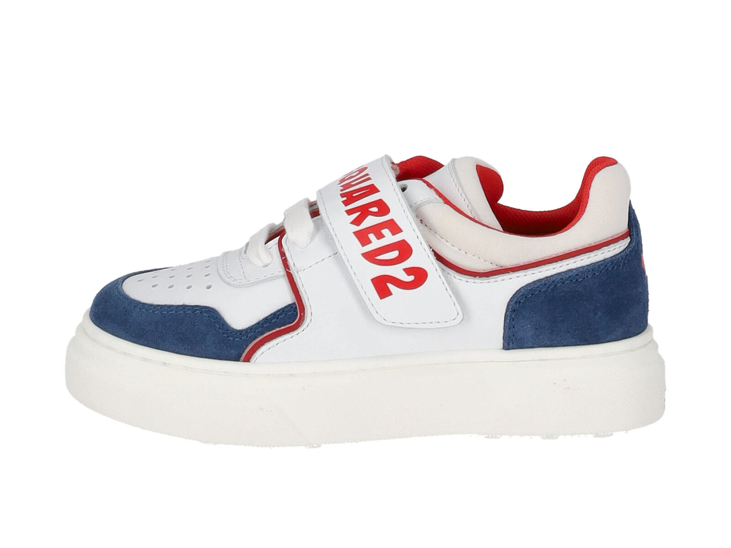 Sneakers in pelle e camoscio con strappo