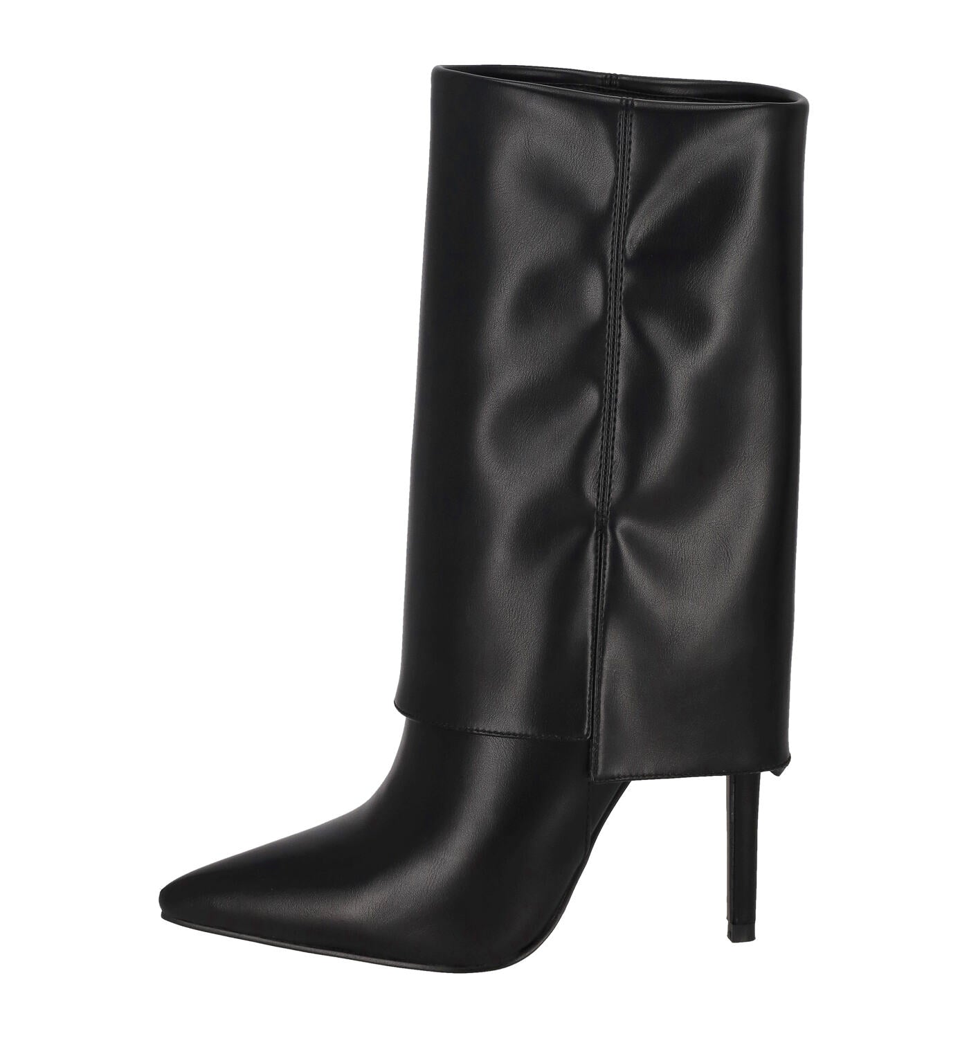 Stivale 3/4 con risvolto in ecopelle tacco altezza 11 cm .