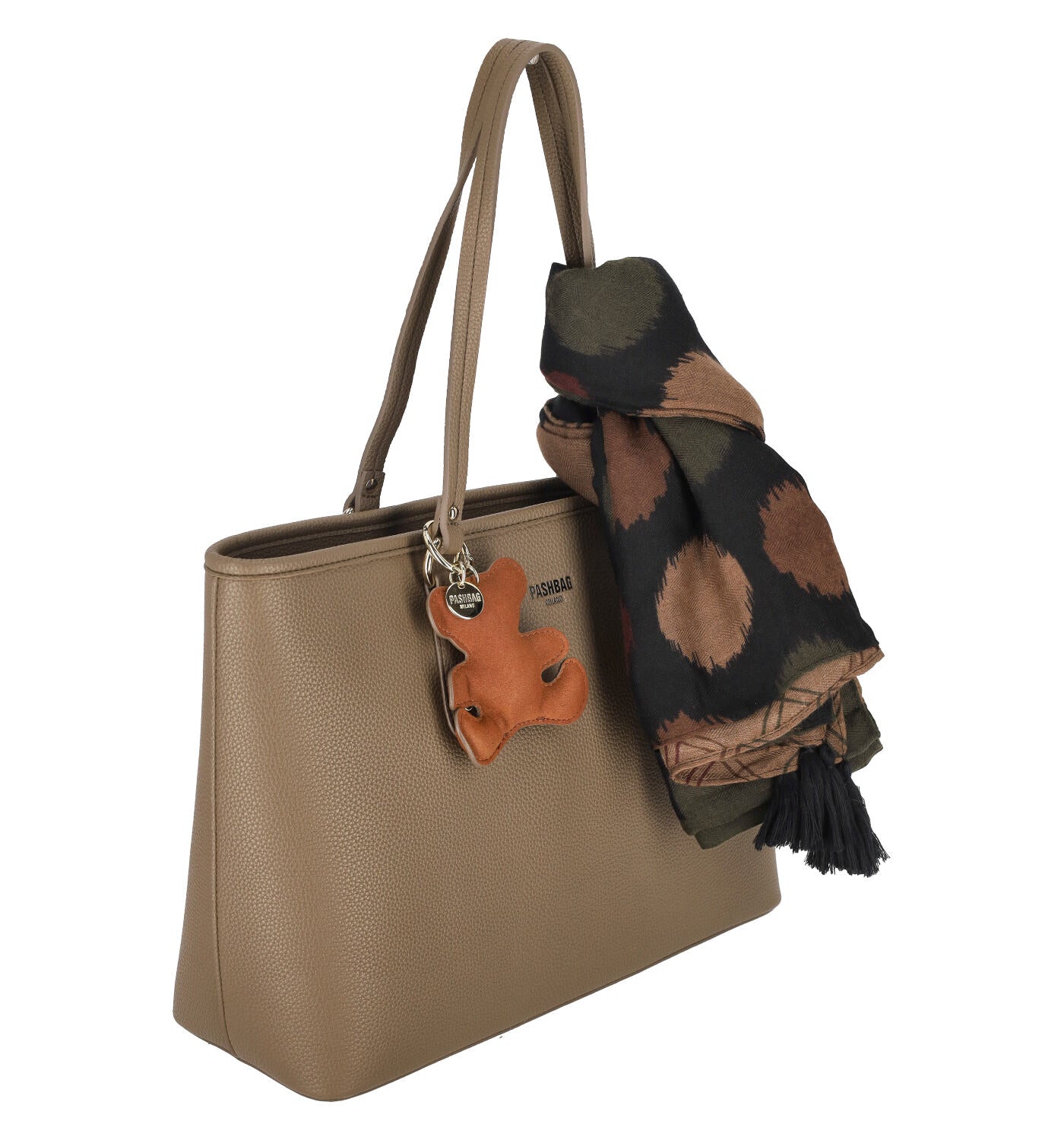 Borsa shopping con ciondolo orso