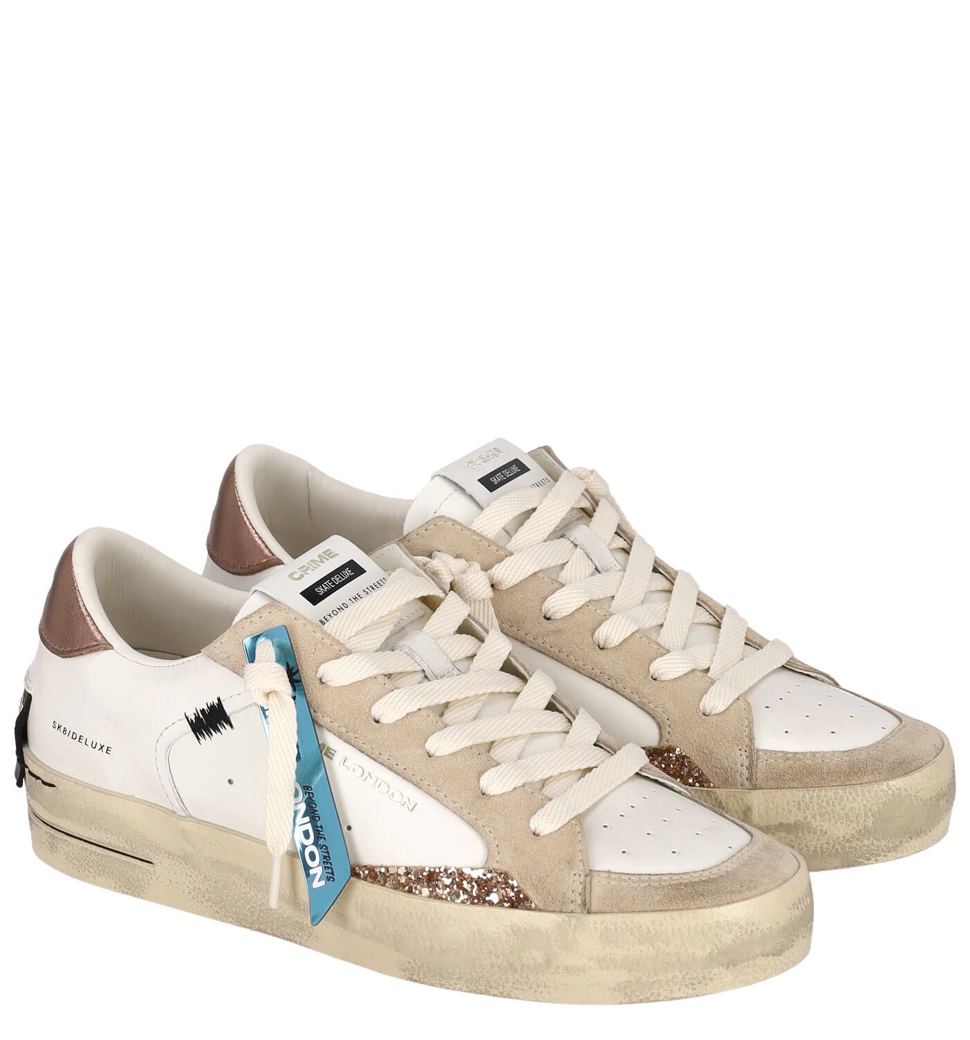 Sneakers con fondo in gomma con riporti in camoscio