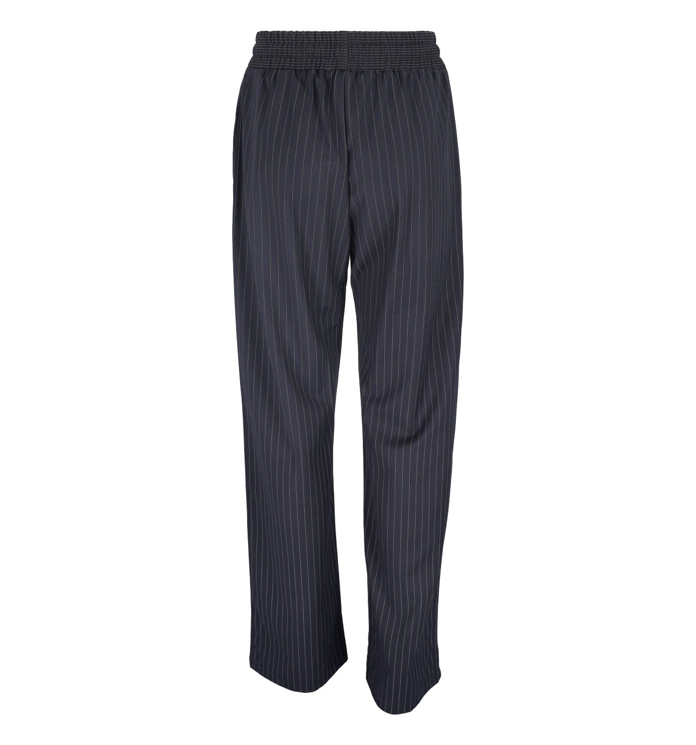Pantalone dritto gessato con coulisse ed elastico in vita