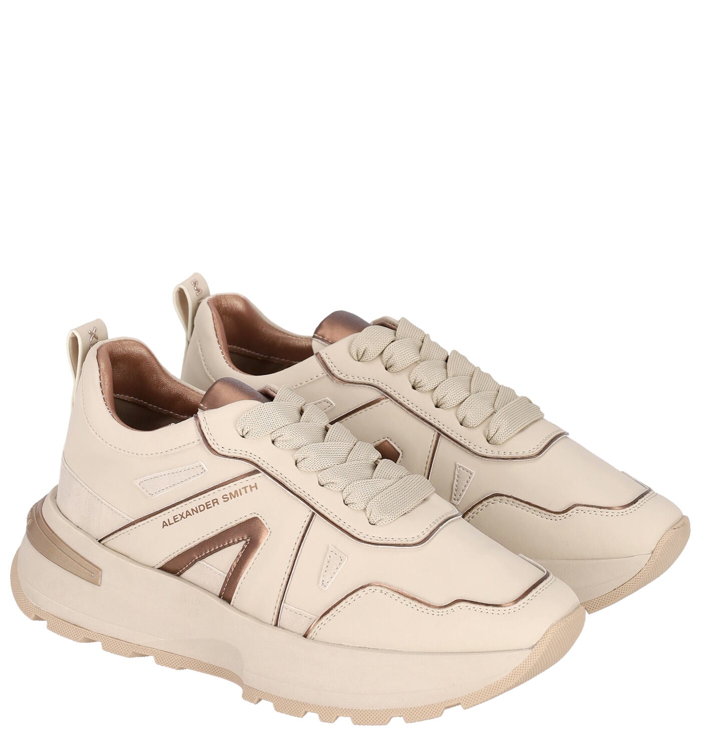 Sneakers in pelle con riporti bronzo