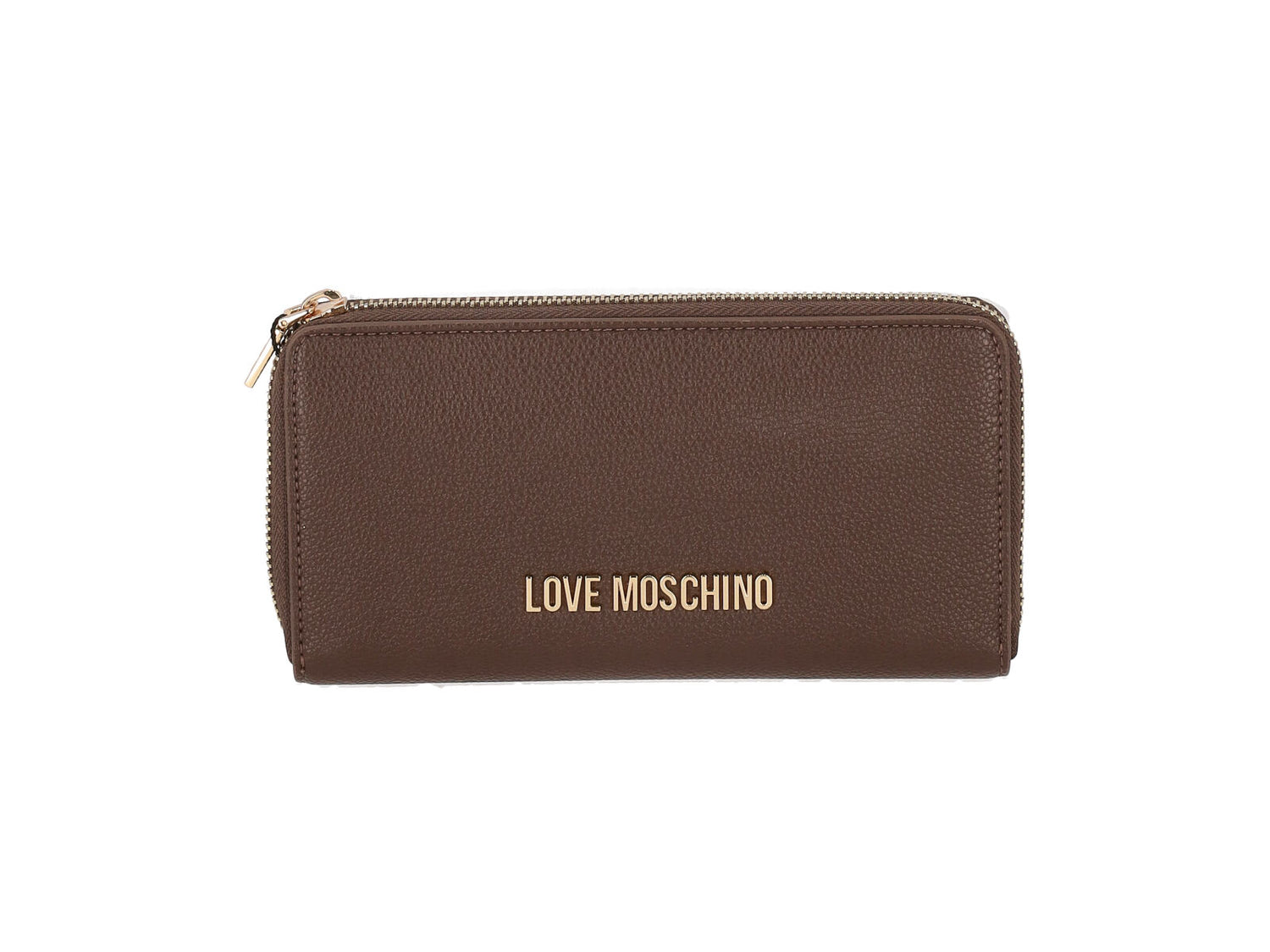 Portafoglio grande zip around con logo lettering piccolo oro
