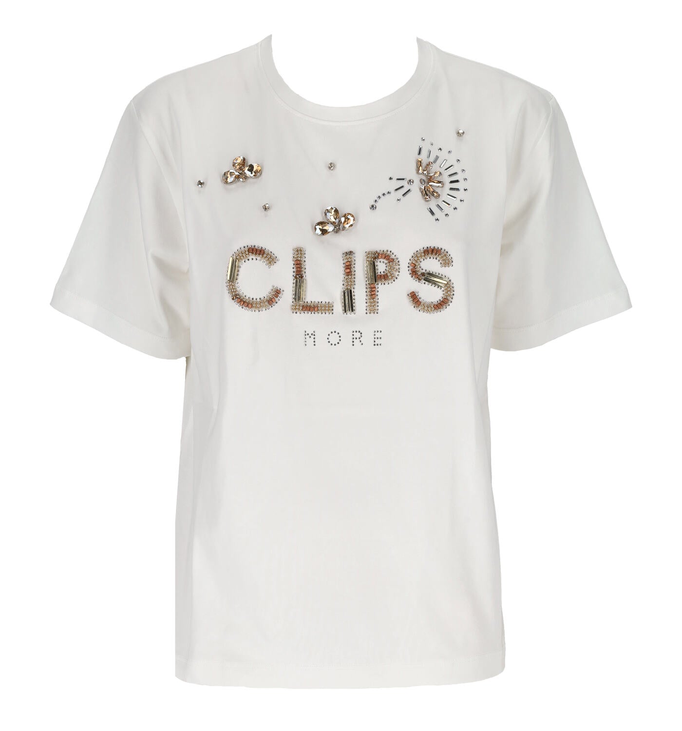 T-shirt mezza manica con logo in pietre