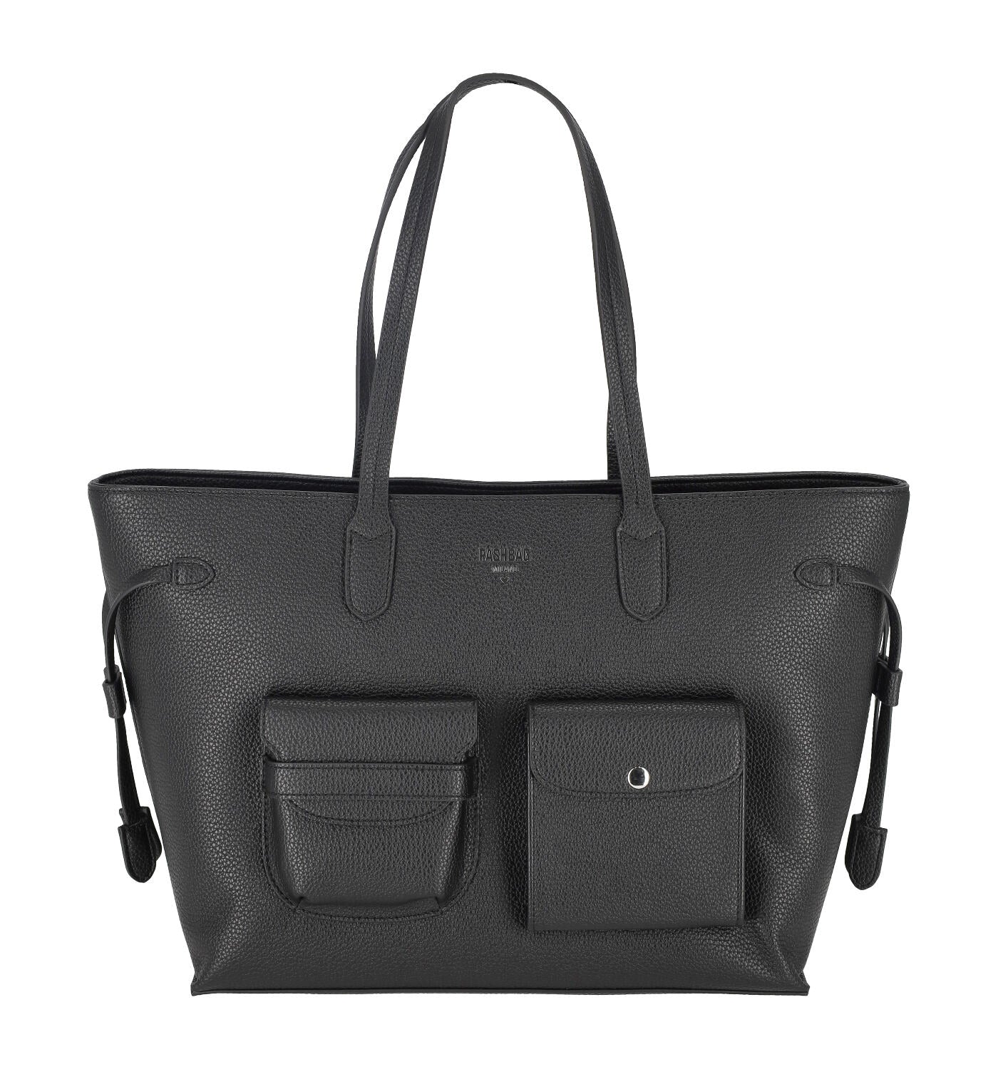 Borsa shopping con due tasche frontali e chiusura a zip