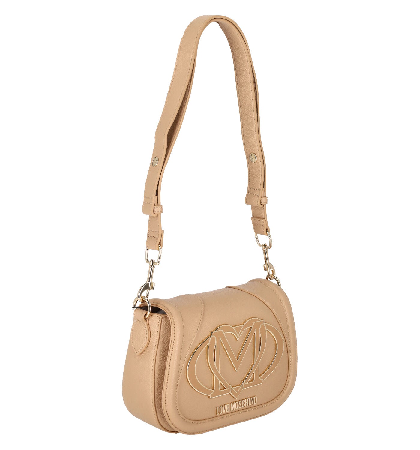 Borsa a tracolla ovale, patta con logo grande sul davanti, tracolla lunga regolabile.