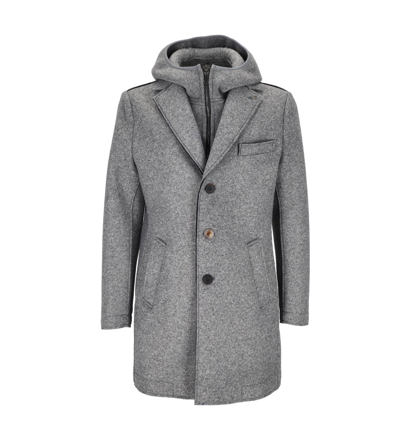 Cappotto monopetto con cappuccio