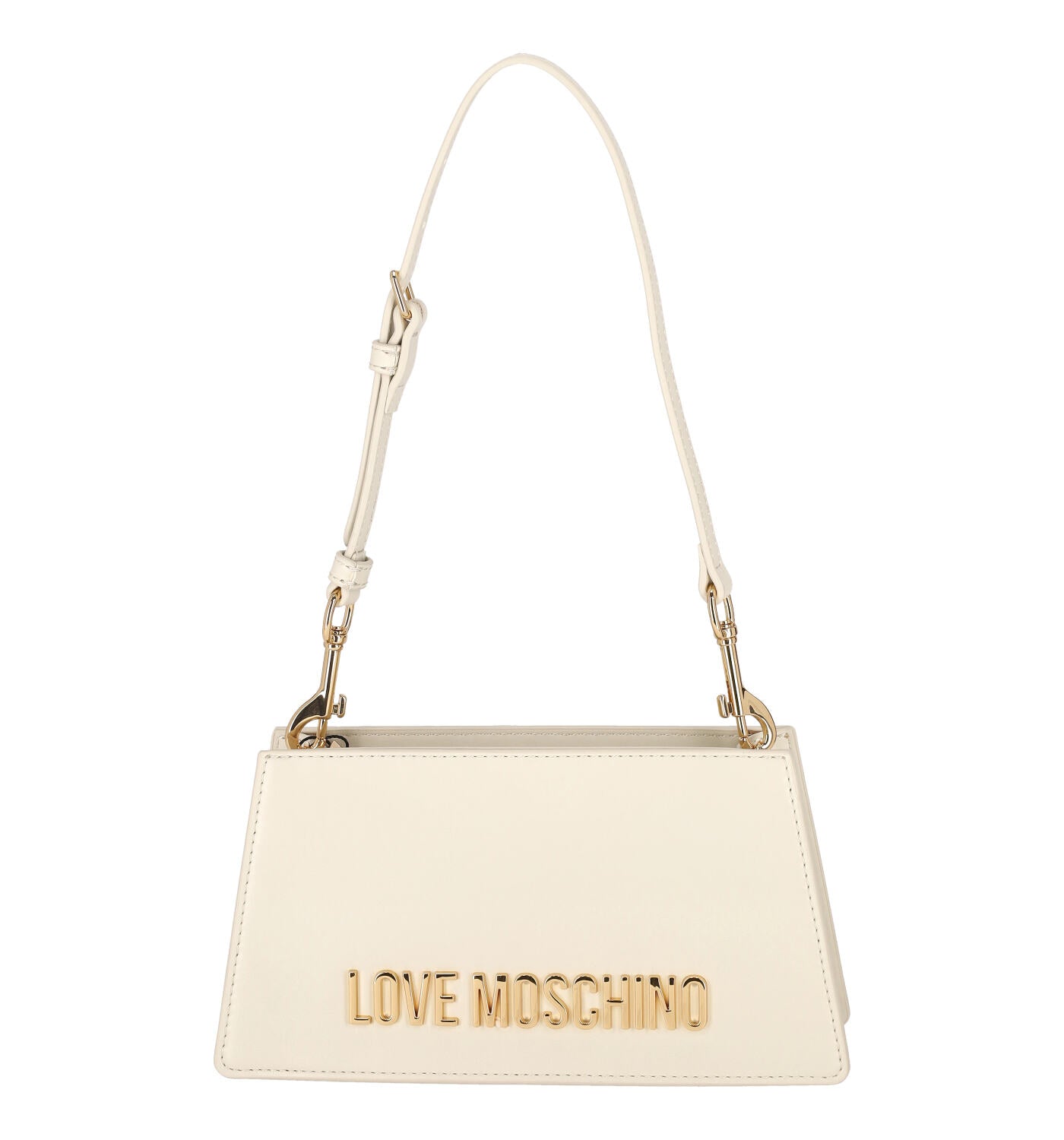 Borsa sotto spalla con logo lettering oro, manico regolabile e chiusura con zip.
