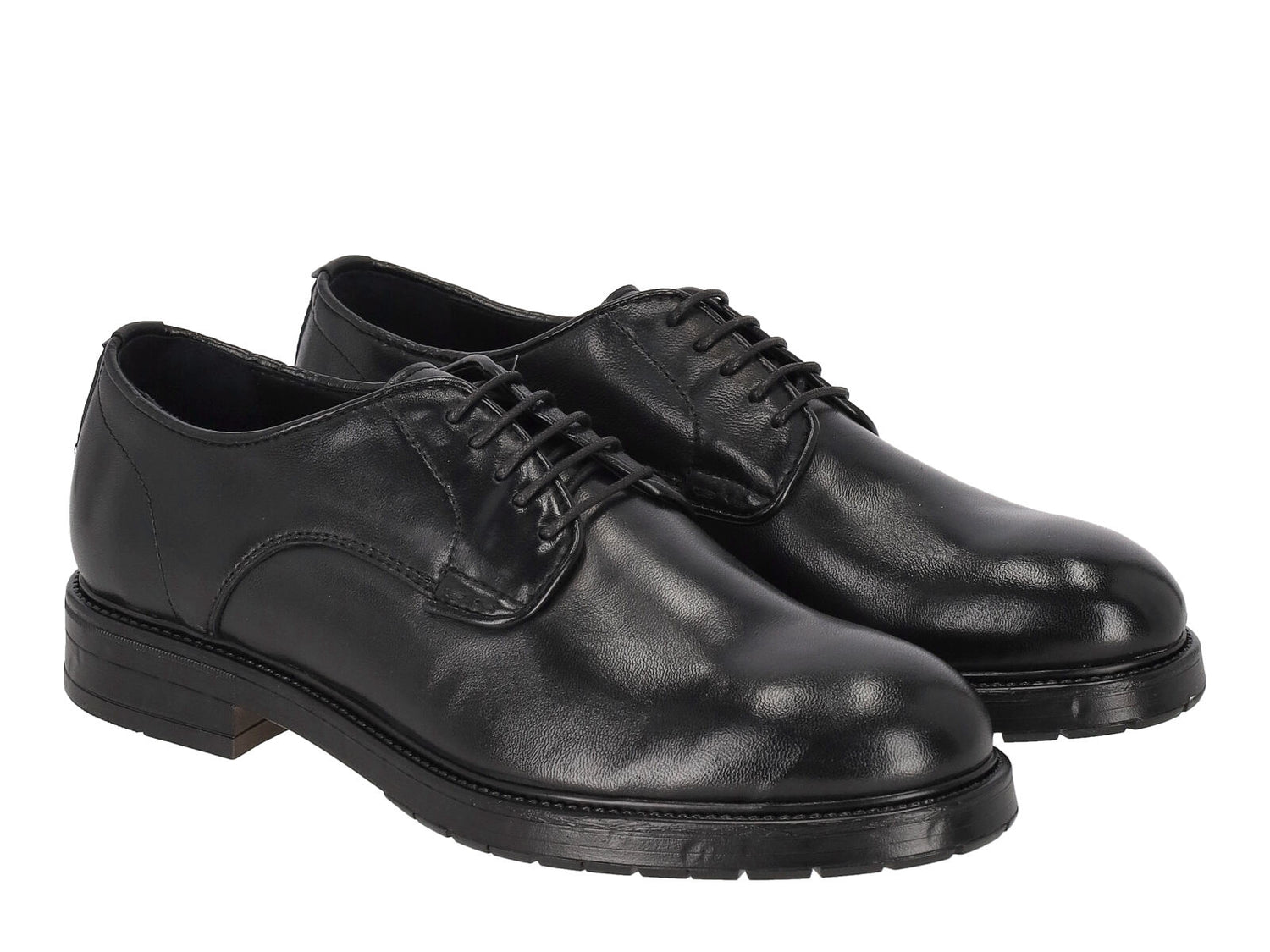 Derby in pelle con suola in gomma