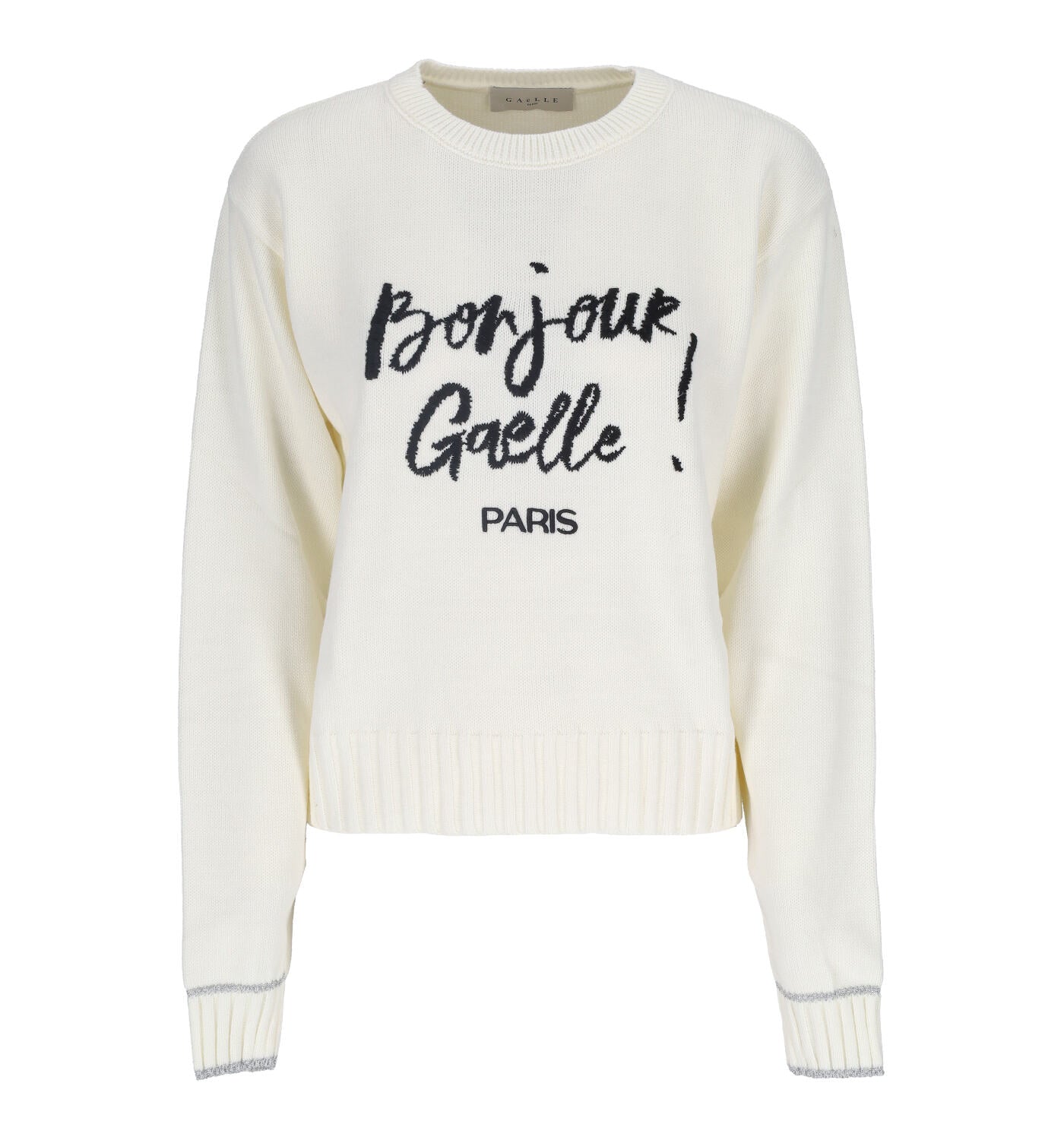 Maglia in lana rasata con logo ricamato sul davanti