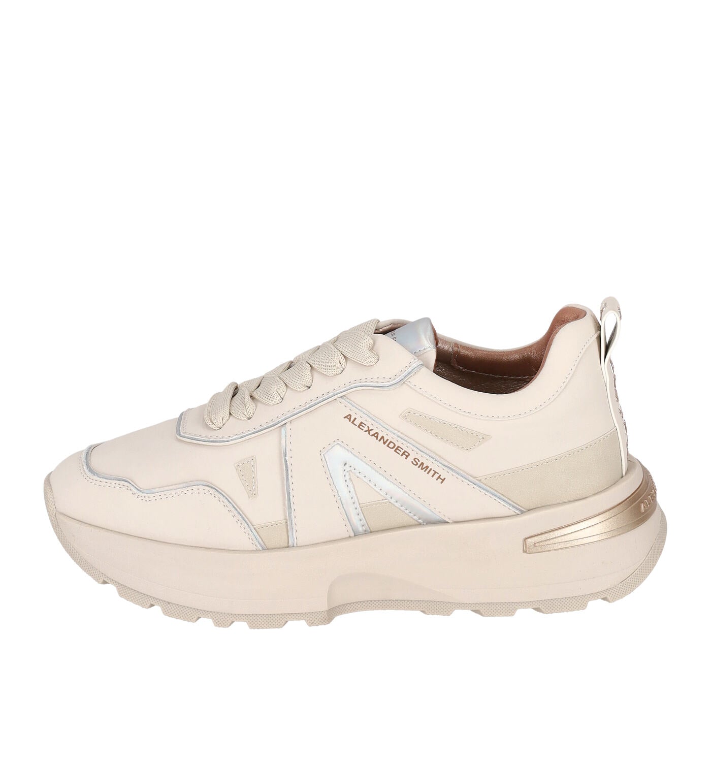 Sneakers in pelle con suola in gomma