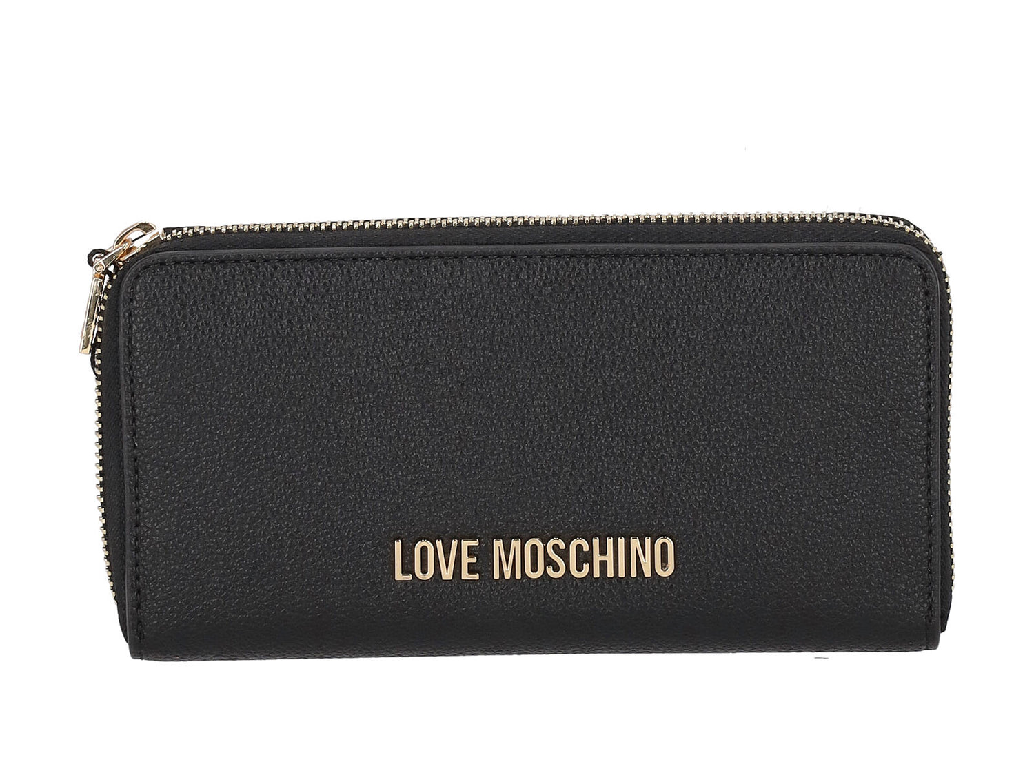 Portafoglio grande zip around con logo lettering piccolo oro