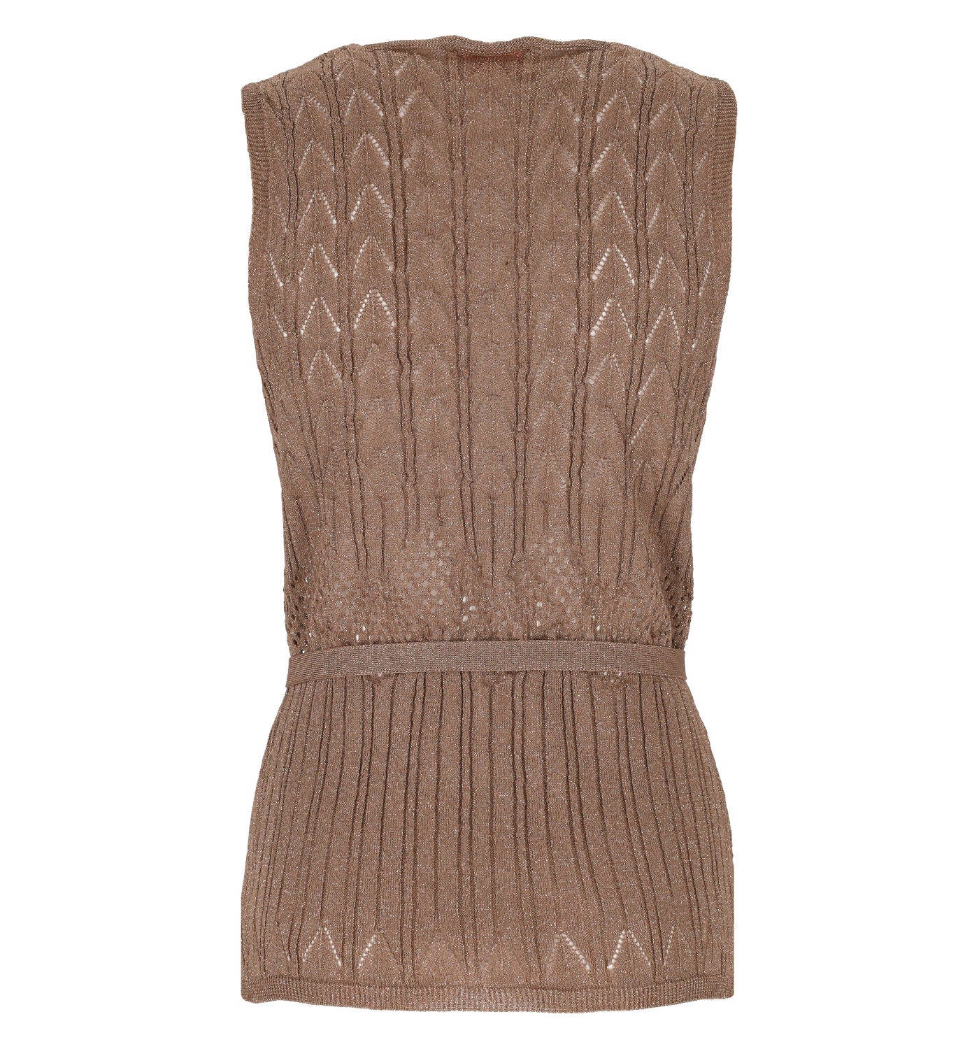 Top traforato lurex scollo a V con cinturino