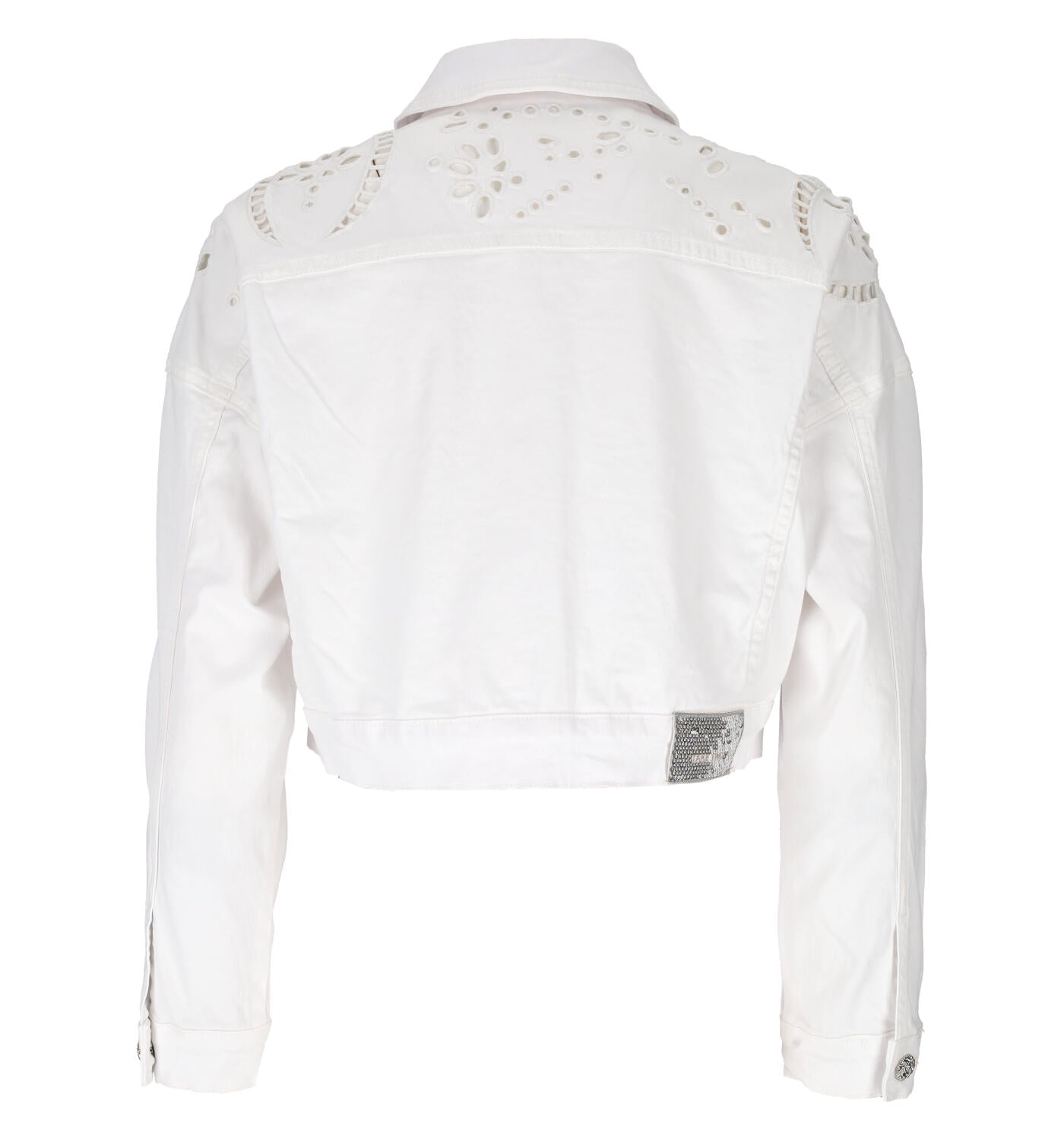 Giubbino jeans crop con ricamo