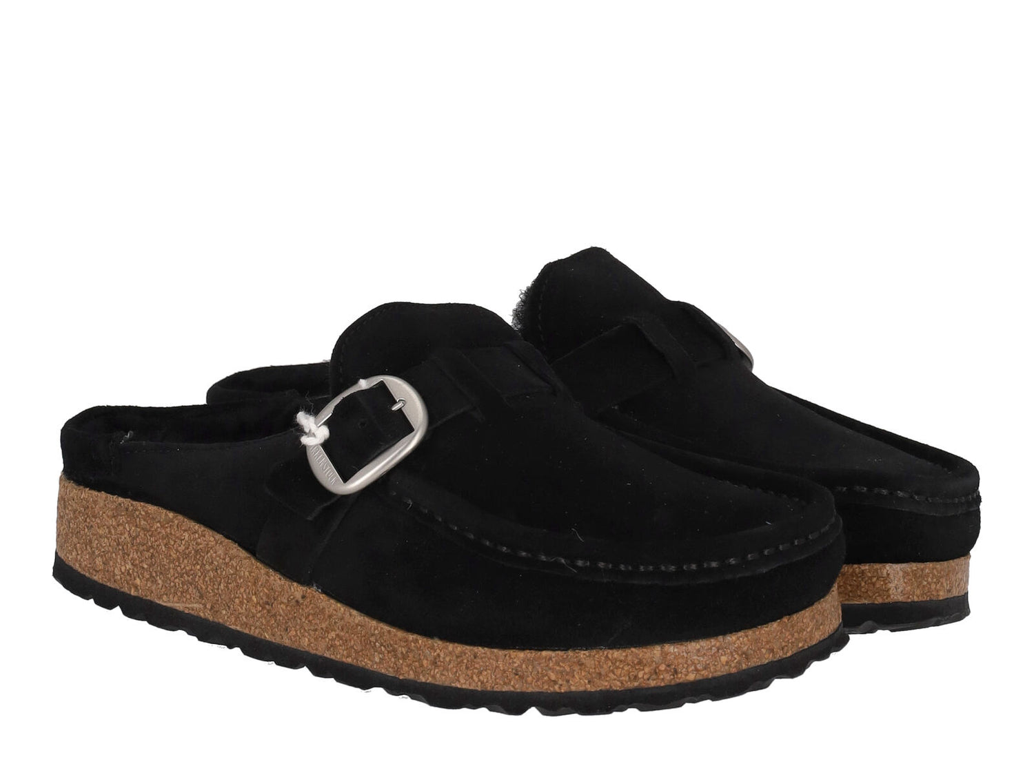 Sabot in camoscio con interno in shearling