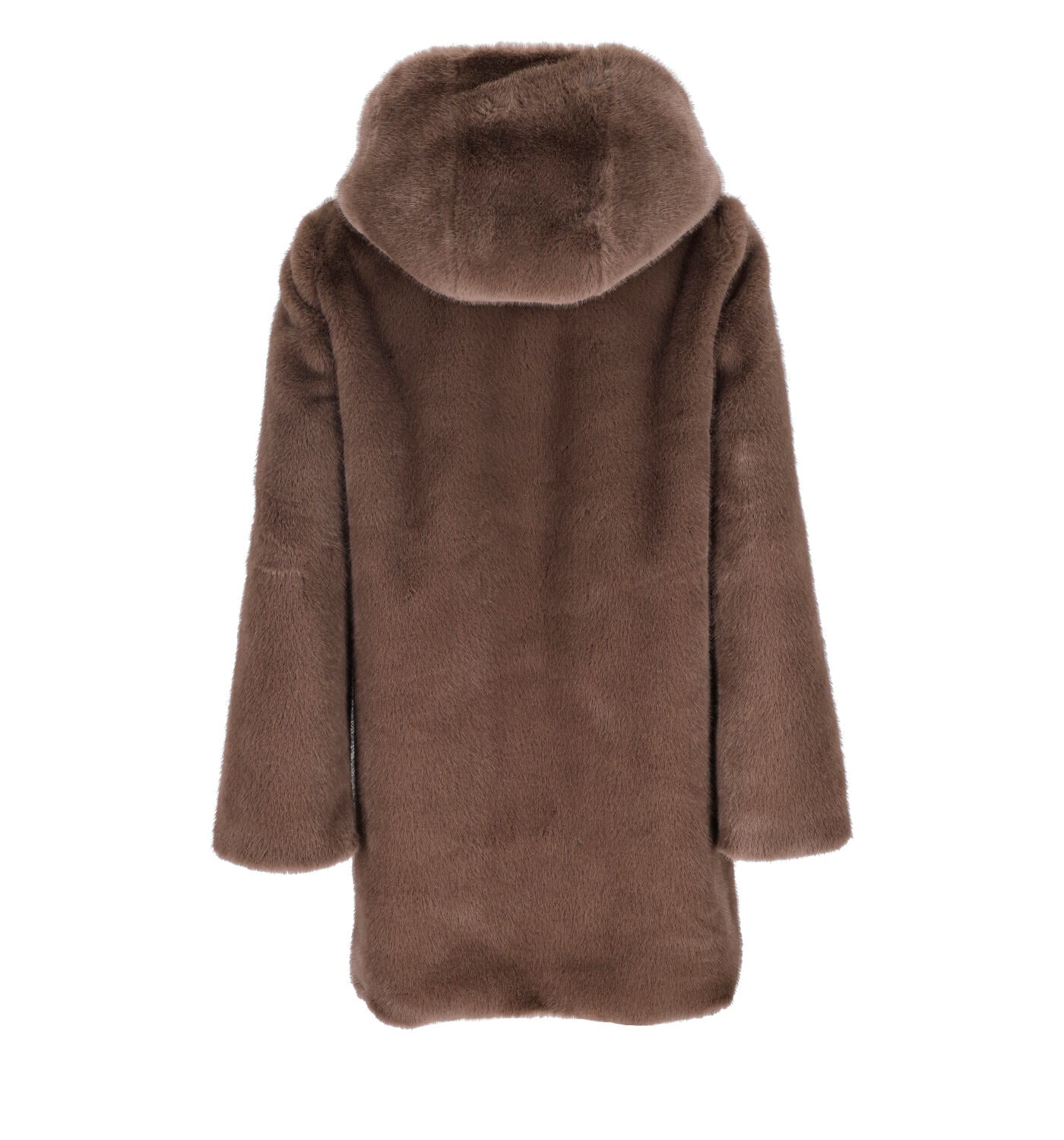 Ecopelliccia lunga con cappuccio