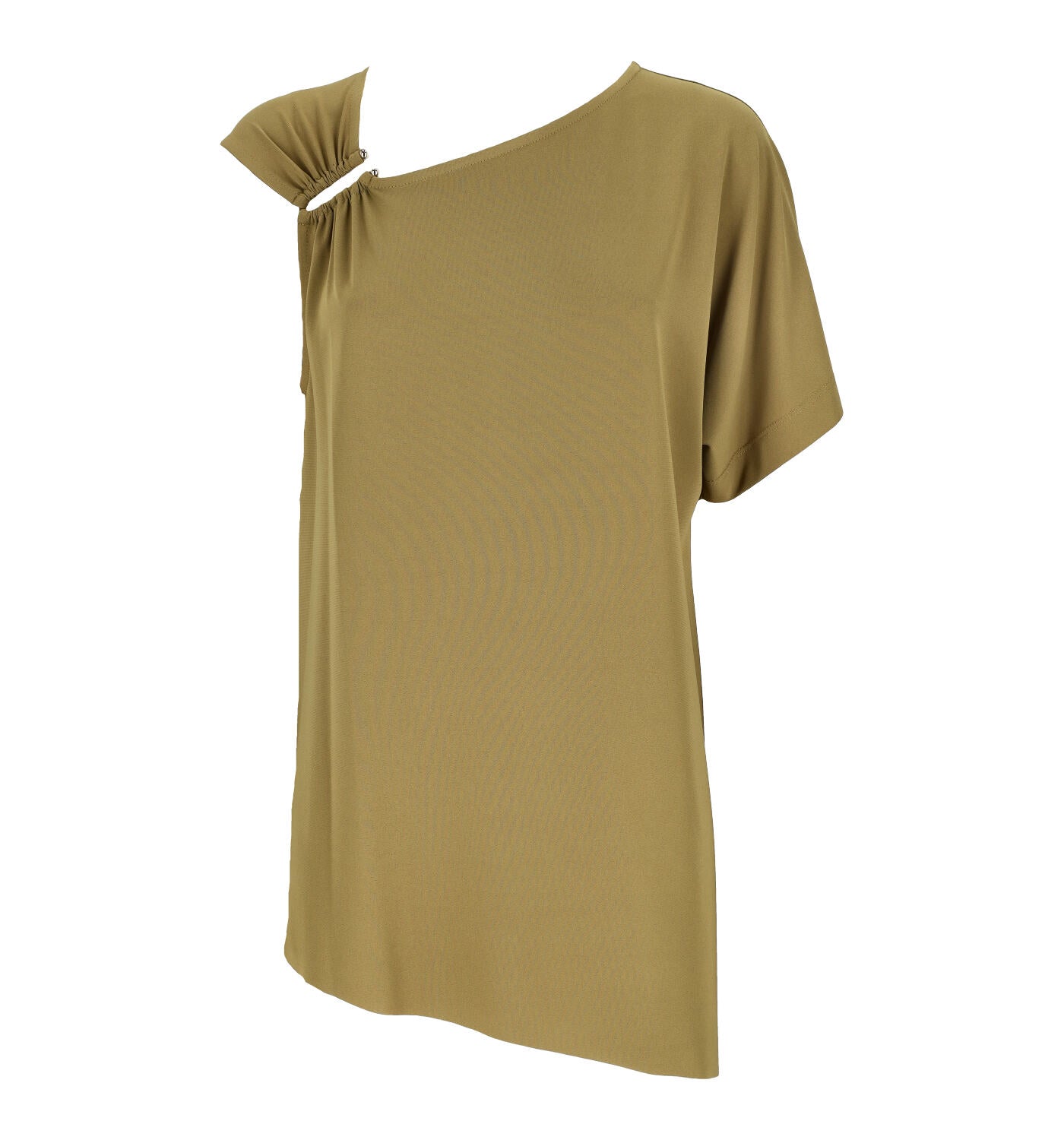 Maglia monospalla con gancio oro in acetato