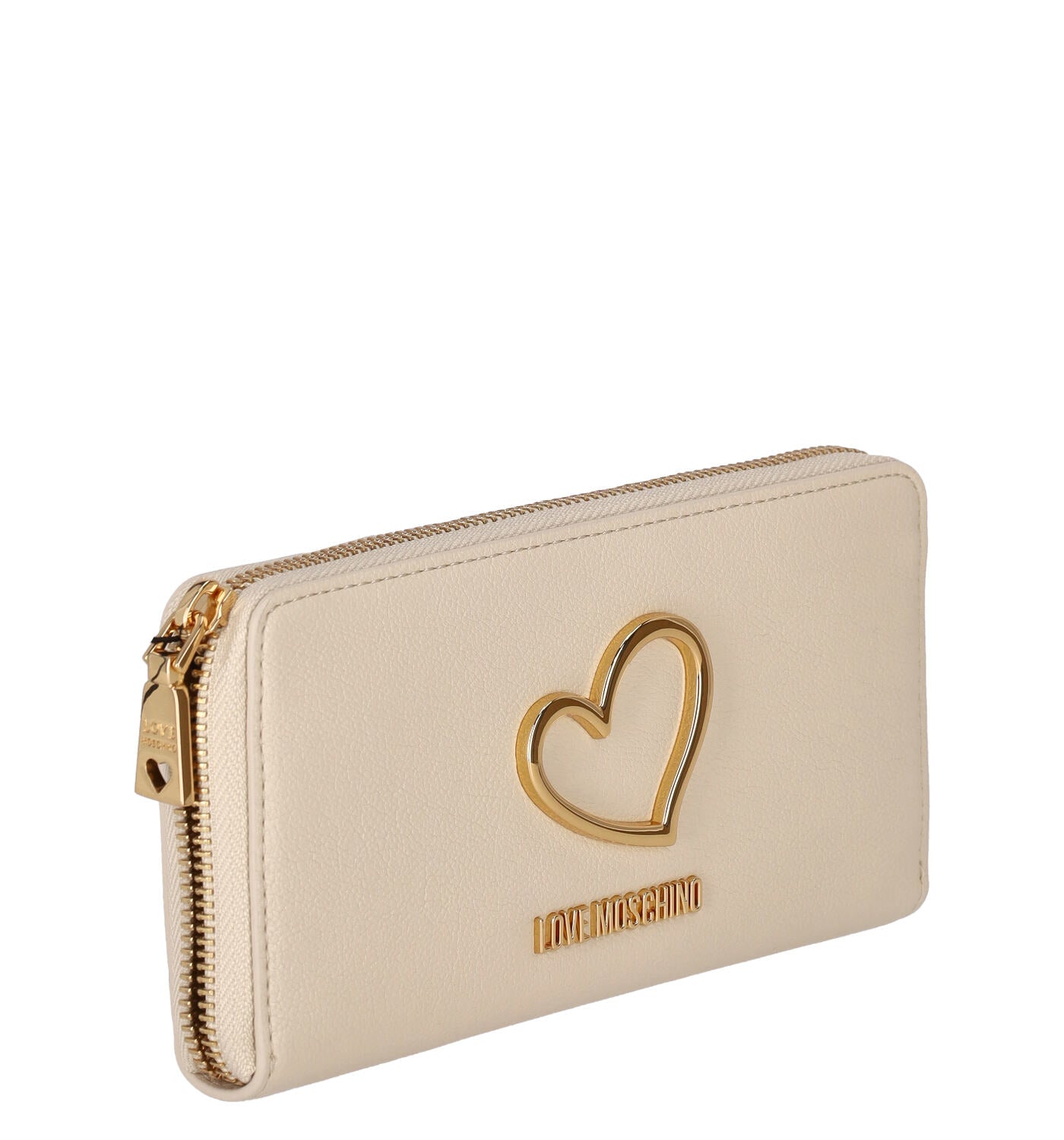Portafoglio grande zip around cuore oro