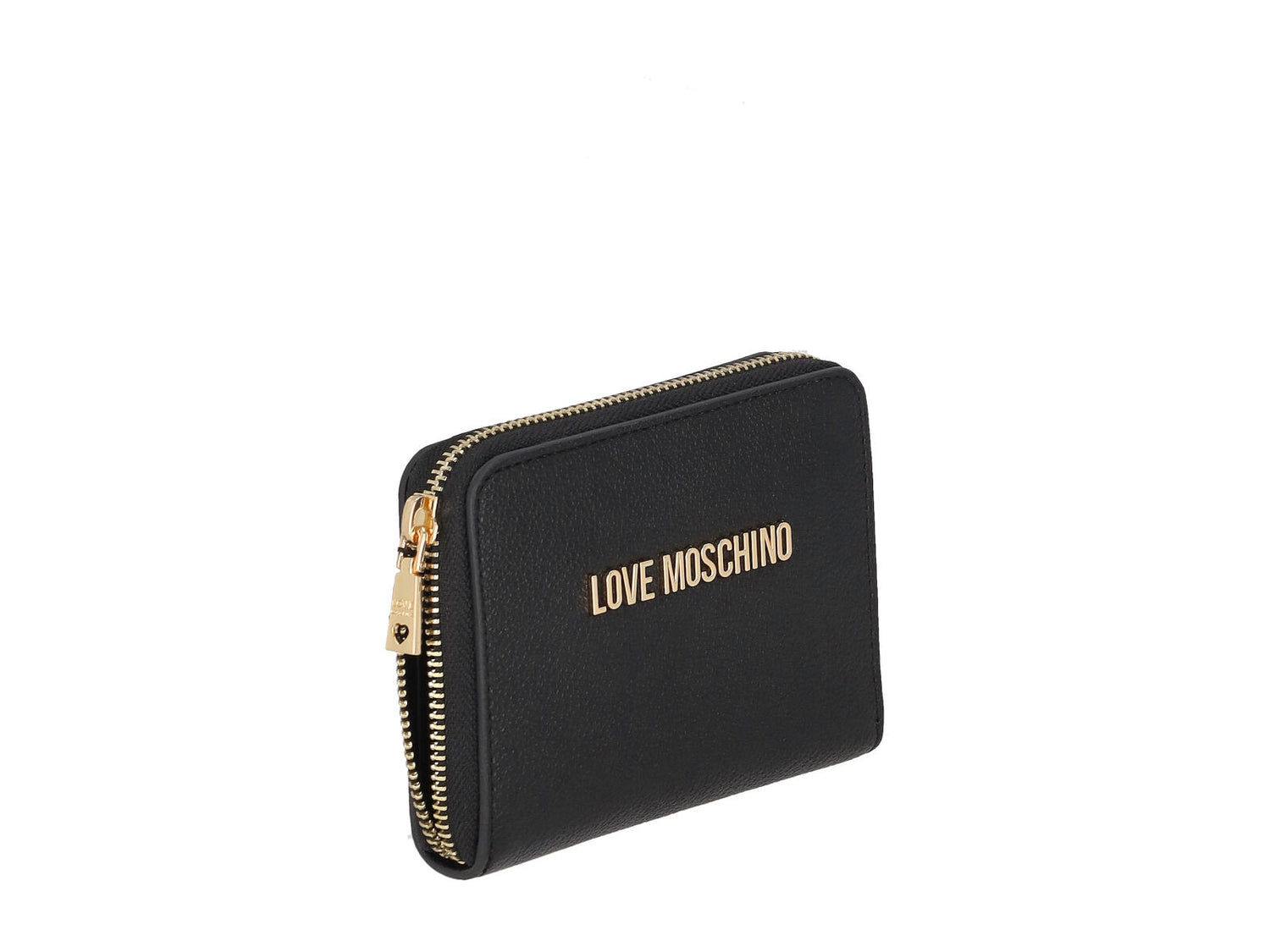 Portafogli piccolo zip around con logo lettering oro