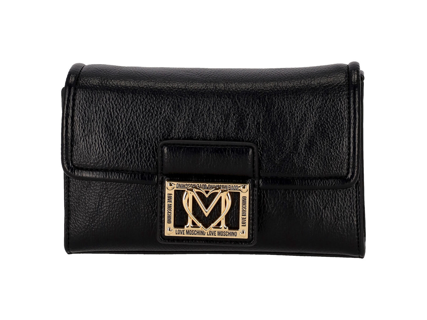 Pochette con tracolla catena removibile , patta con chiusura magnetica e logo oro