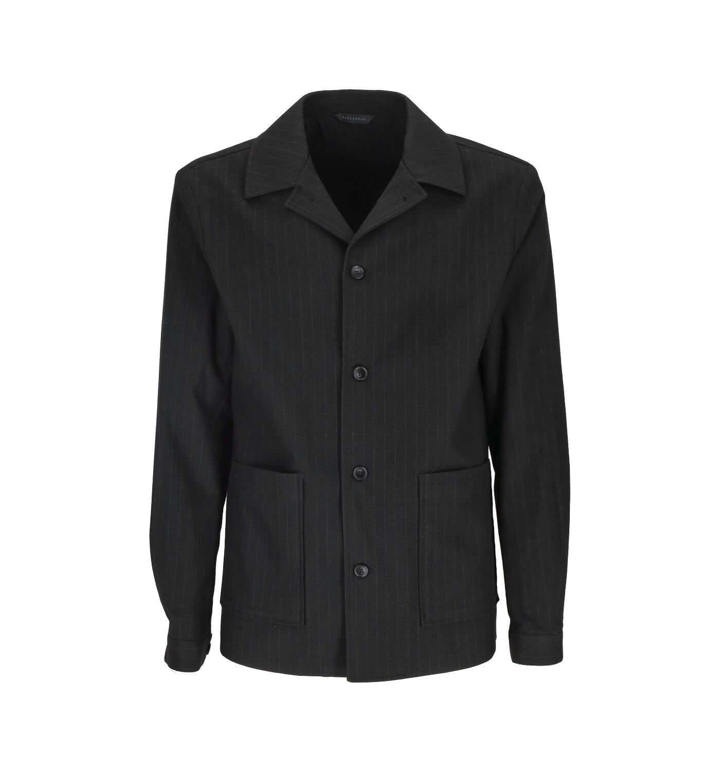 Overshirt gessata con bottoni e tasche