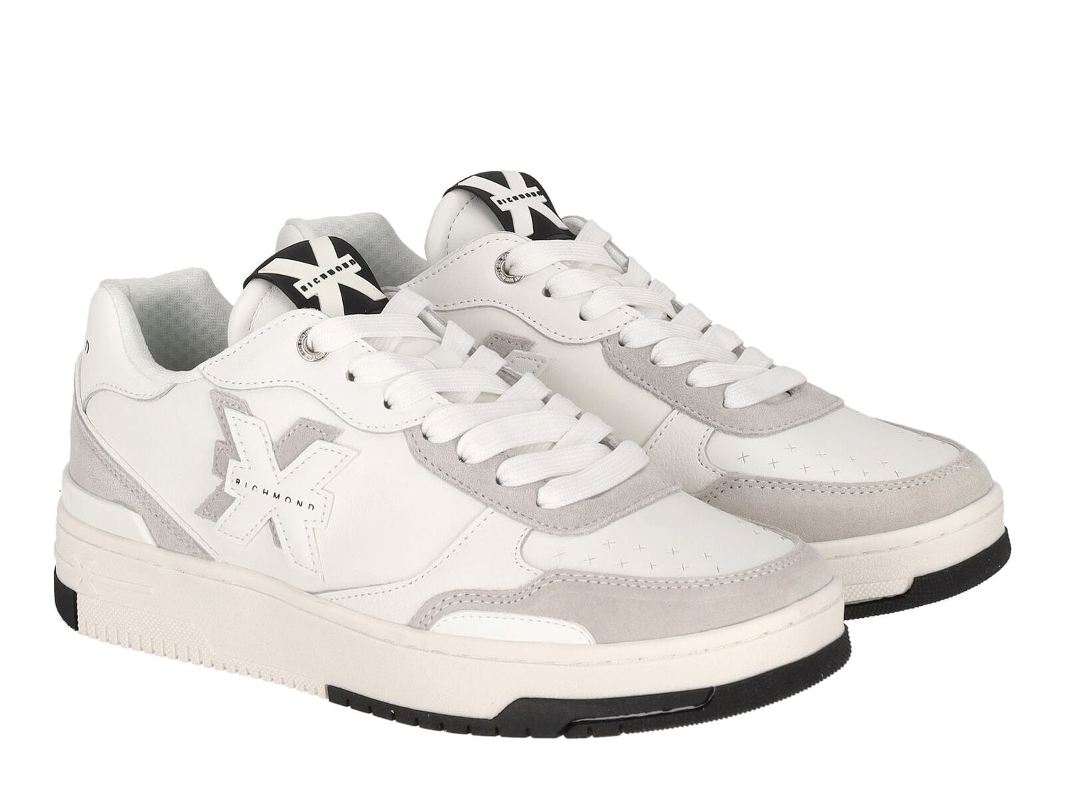 Sneakers in pelle e camoscio con logo cucito, suola in gomma