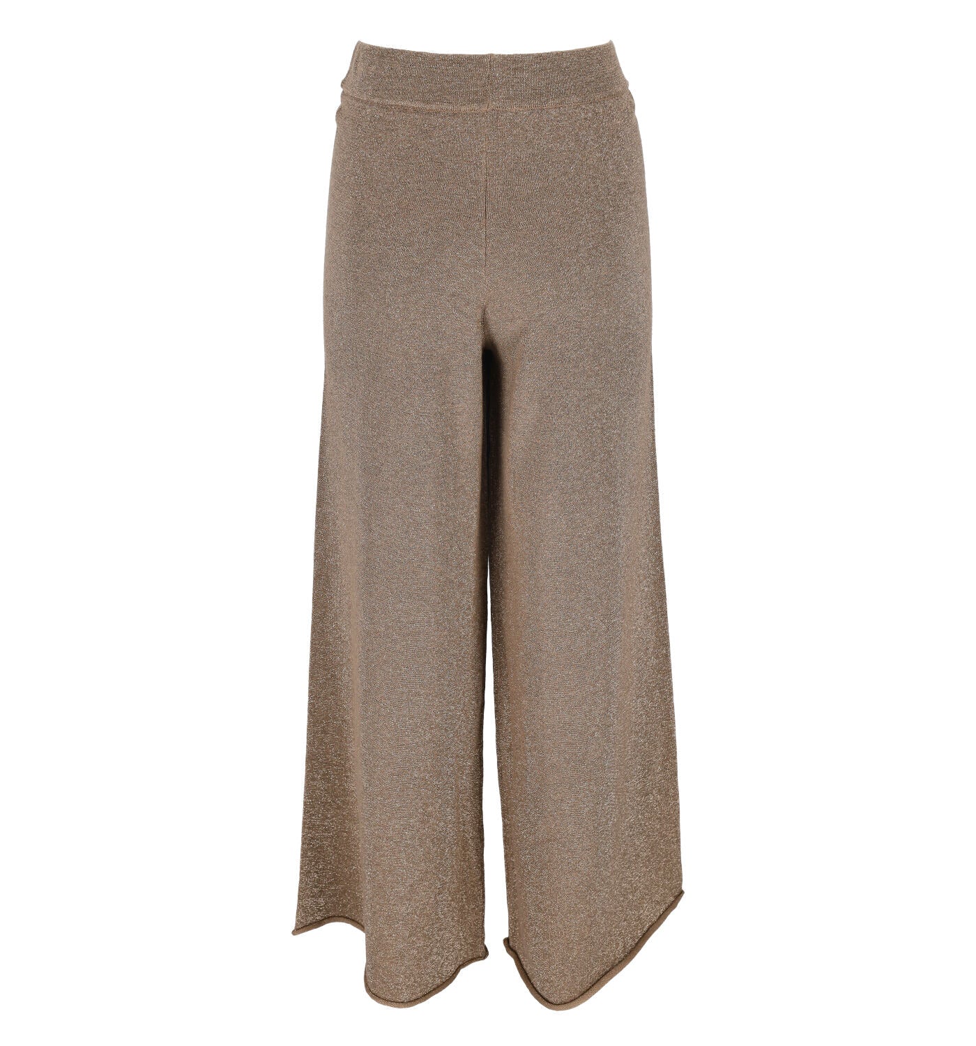 Pantalone a palazzo in tessuto lurex oro